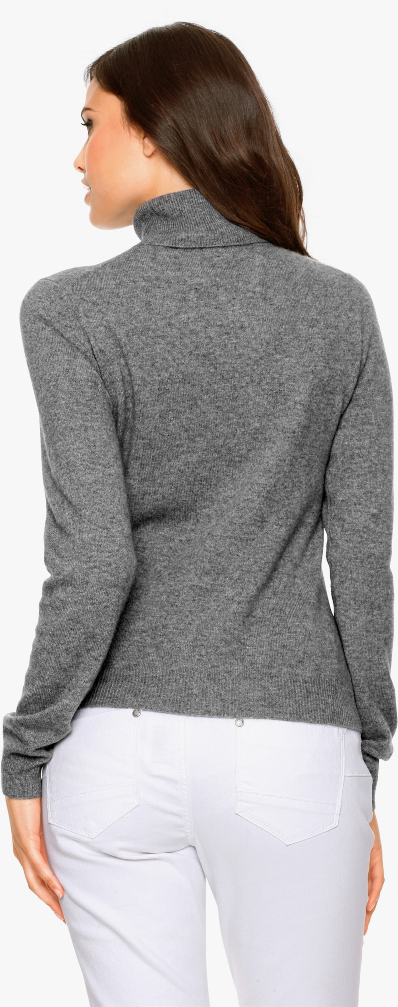 heine Kaschmirpullover mit Rollkragen - grau-melange