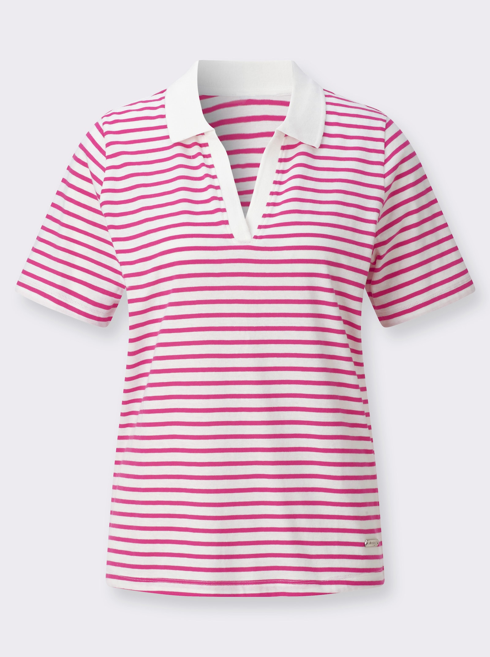 Poloshirt mit Ringeln - ecru-fuchsia-geringelt