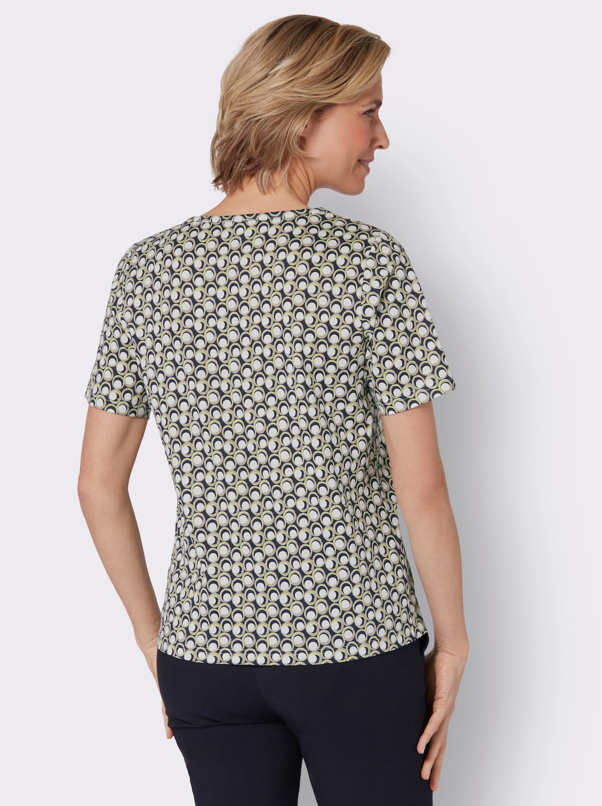 Shirt met korte mouwen - pistazie/marine geprint