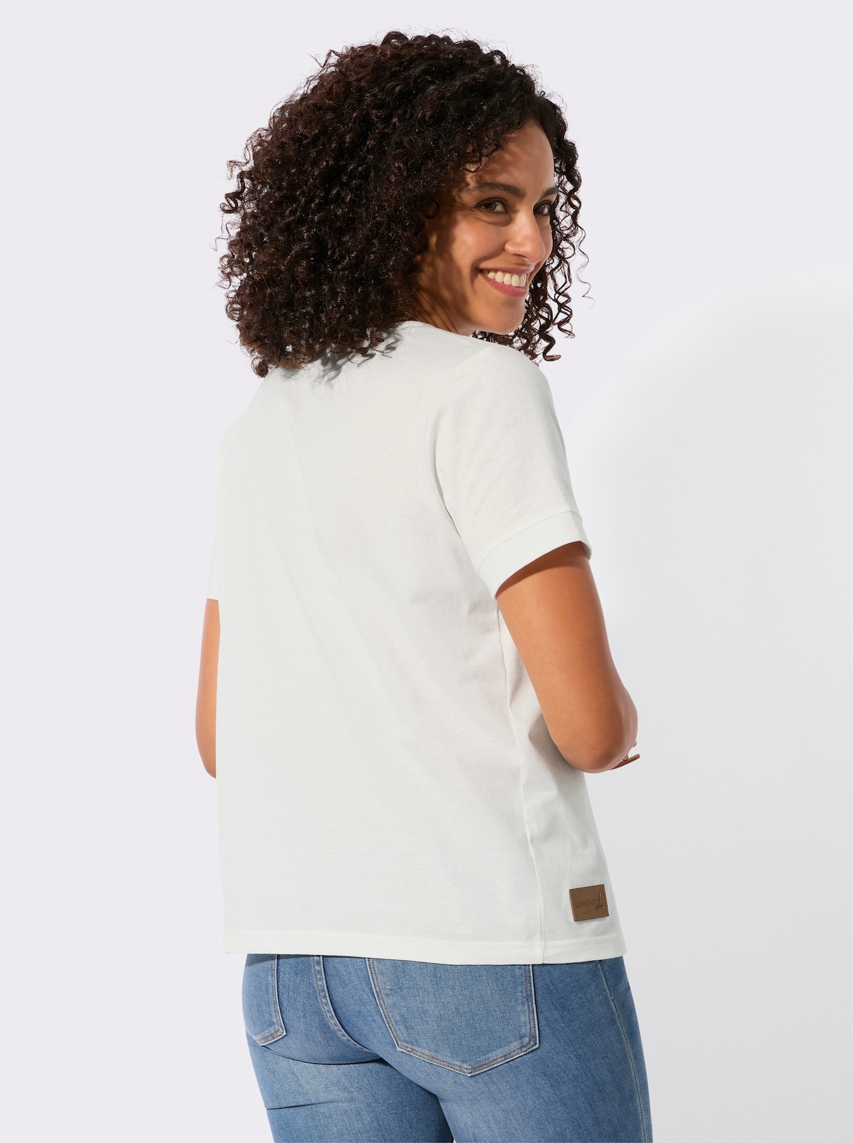 Kurzarmshirt aus reiner Baumwolle - ecru