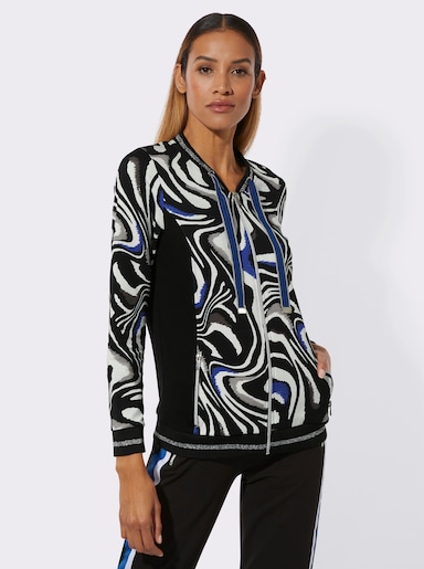 feel good Jacke - schwarz-royalblau-bedruckt