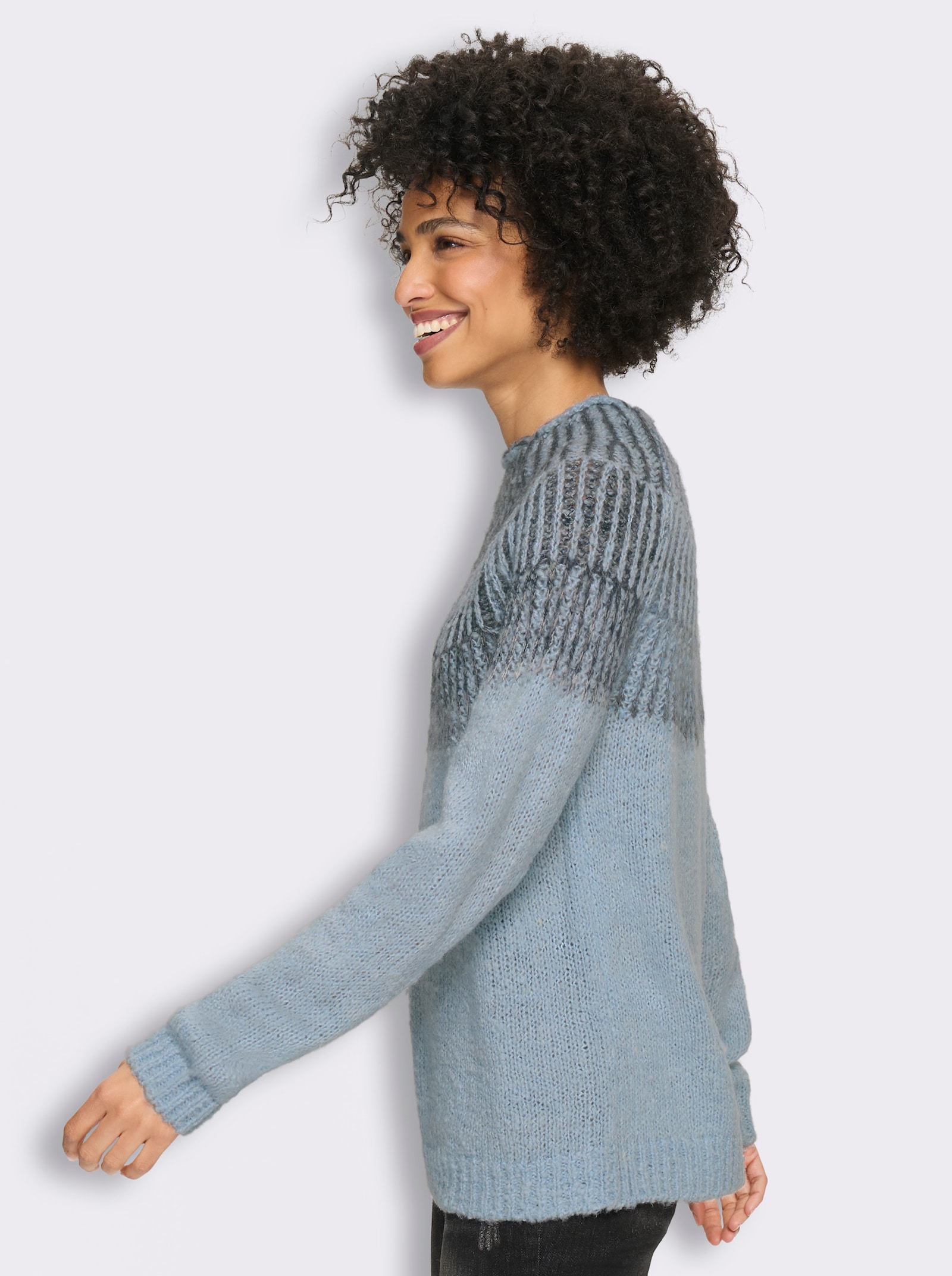 heine Strickpullover mit Raglanärmeln - bleu-meliert