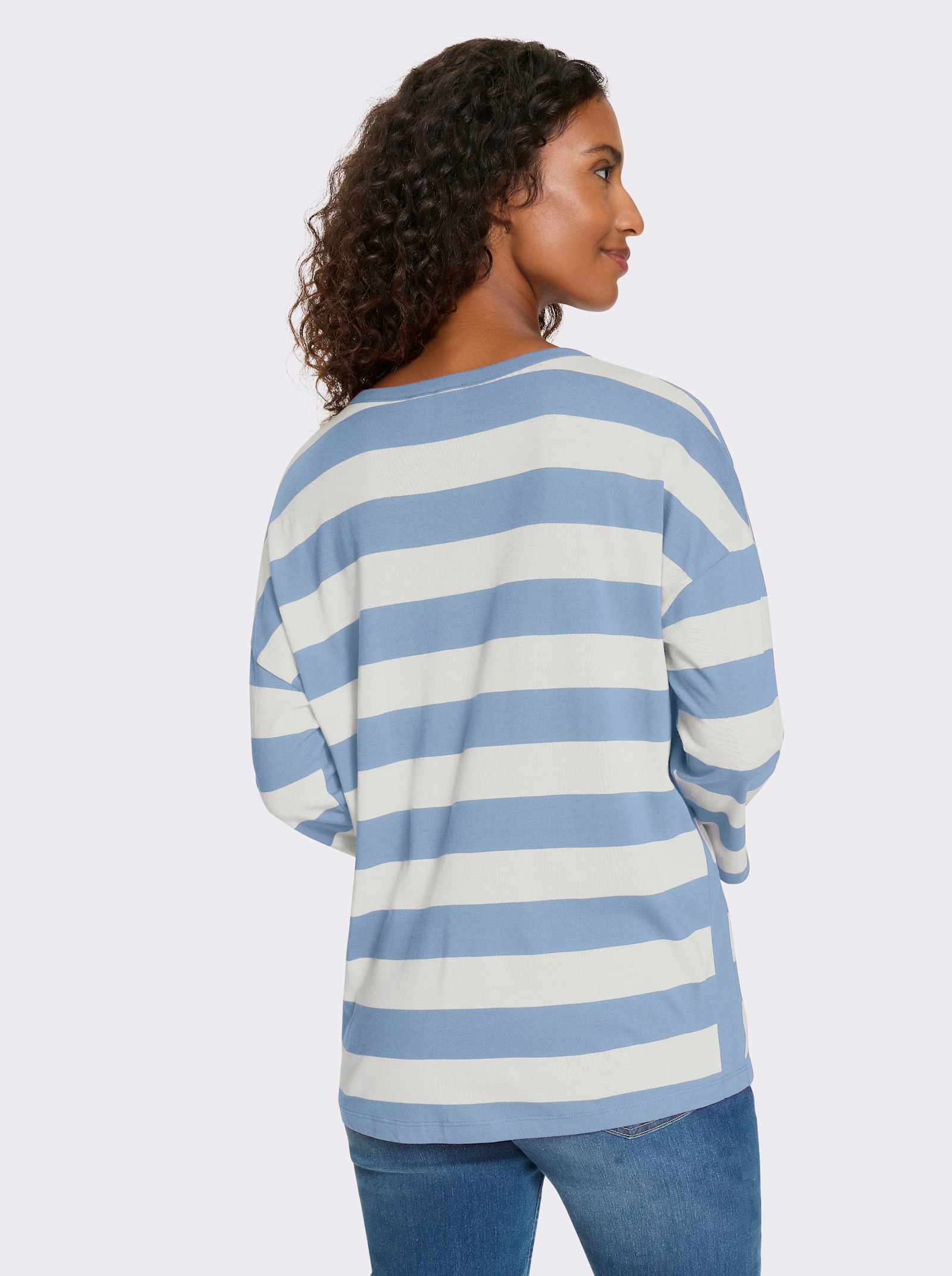 heine Streepjesshirt met inzetten opzij - ijsblauw/wit gestreept