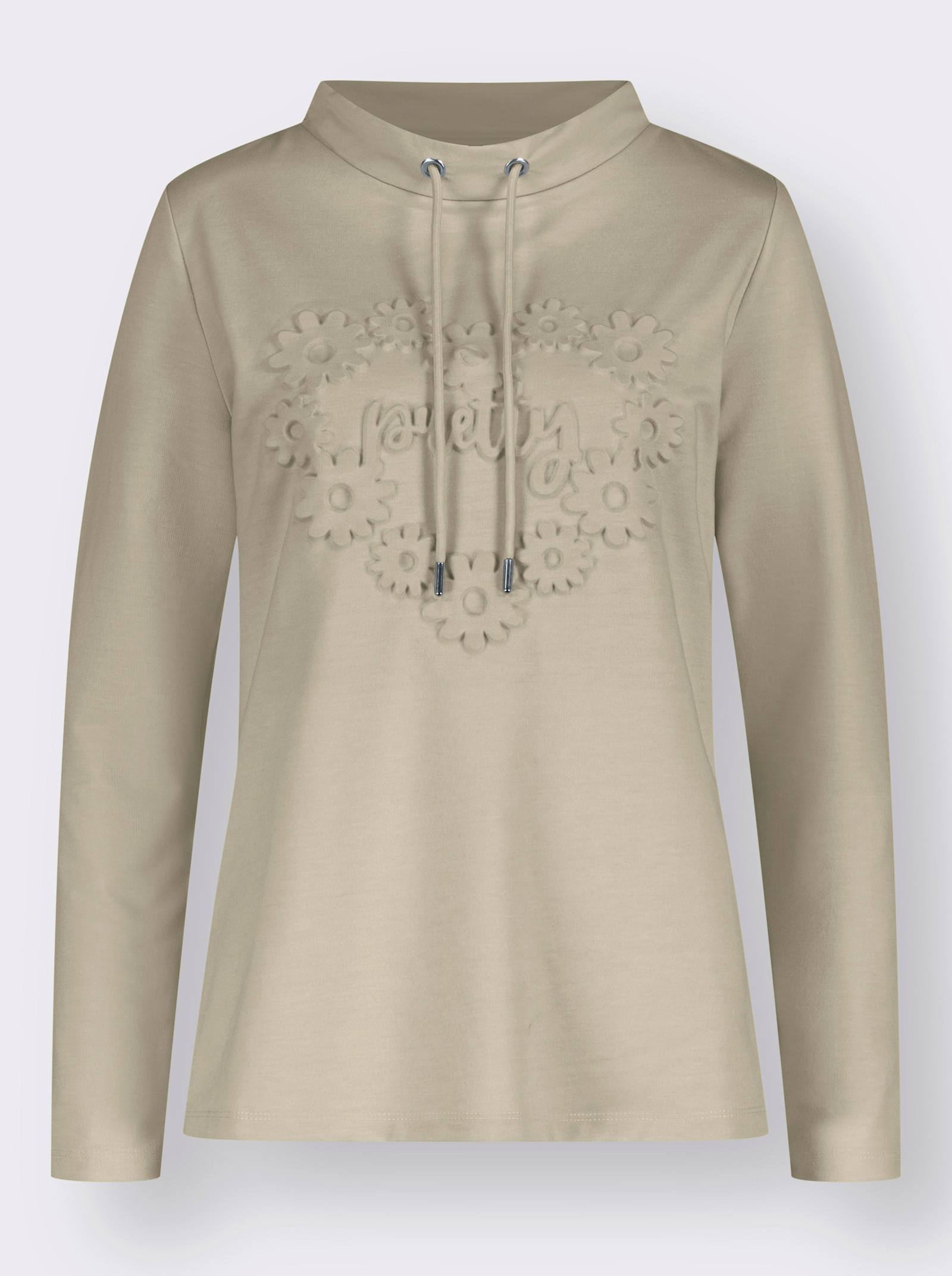 Sweatshirt mit geprägten Herzen - sand