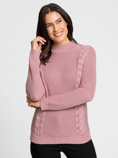 Langarm-Pullover aus weichem Grobstrick - hortensie