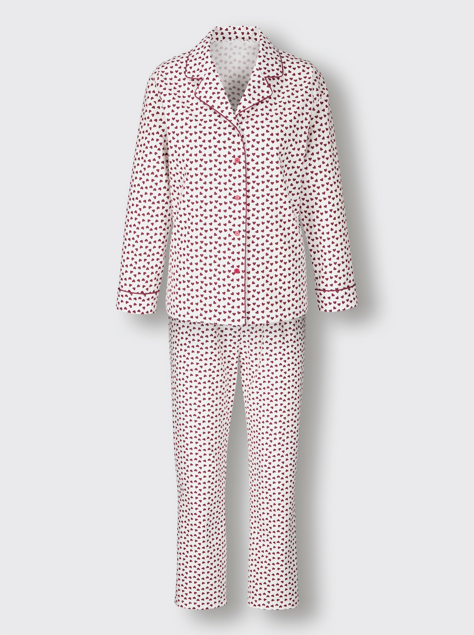 wäschepur Pyjama - ecru/donkerrood bedrukt