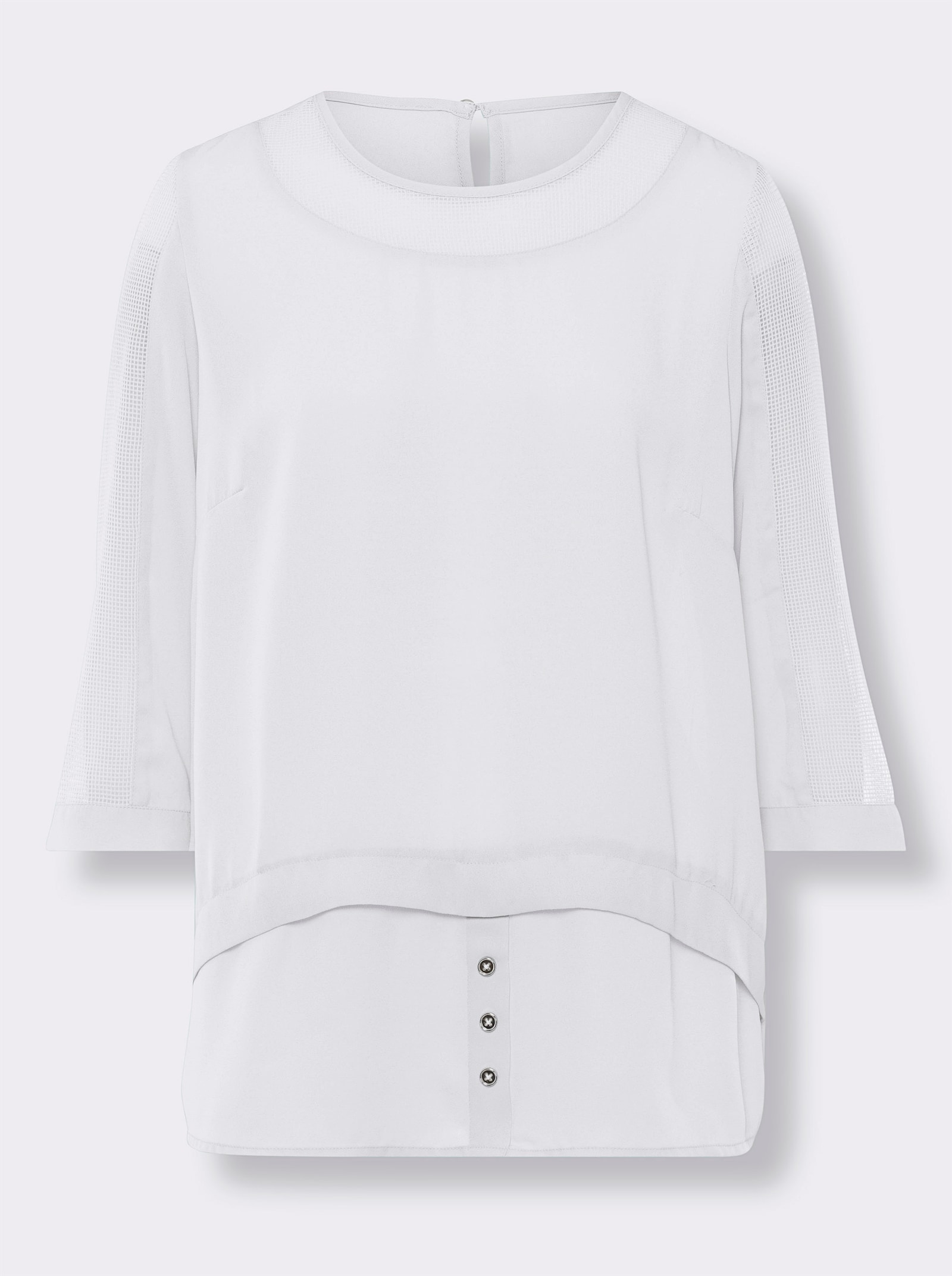 heine Blusenshirt in 2-in-1-Optik mit Netz-Einsätzen - weiß
