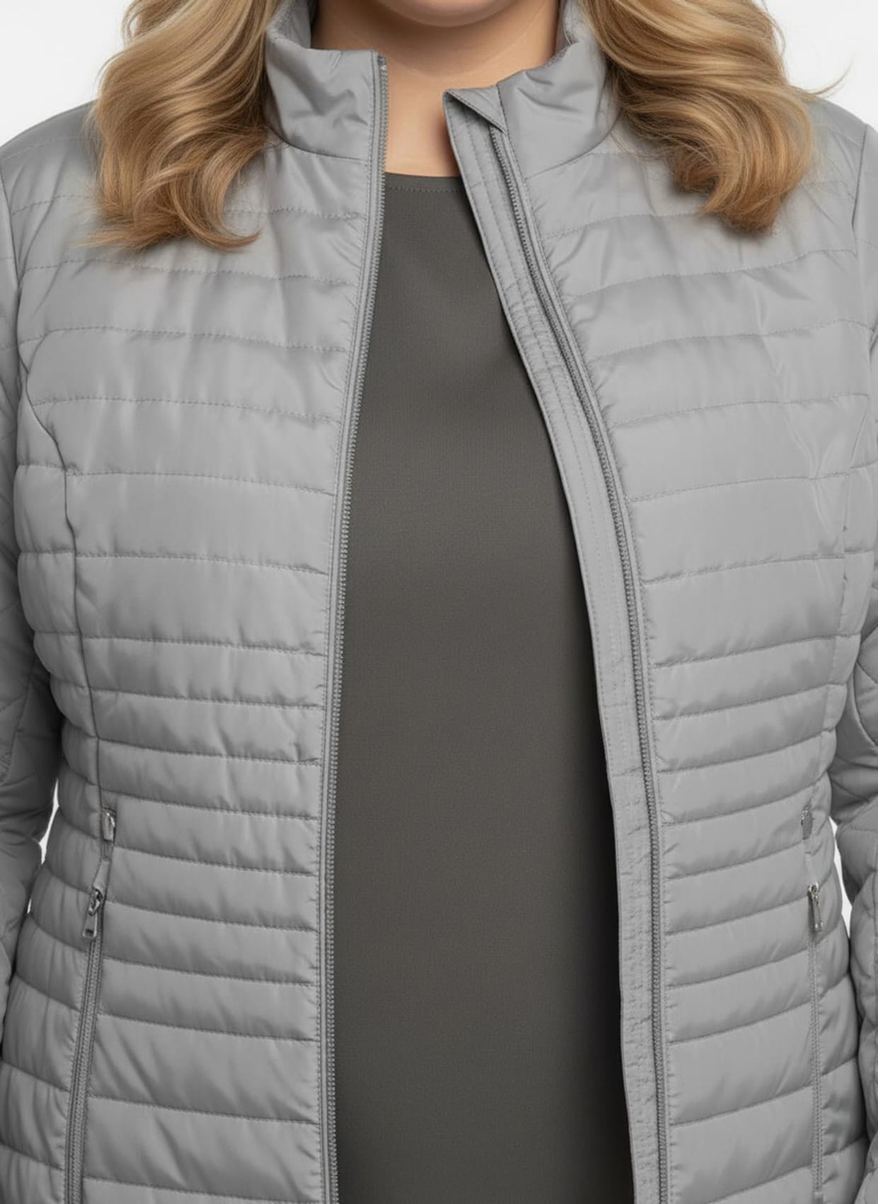 Steppjacke mit leichter Wattierung - hellgrau