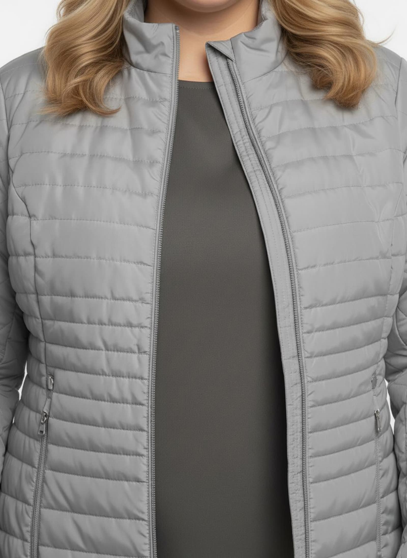 Steppjacke mit leichter Wattierung - hellgrau