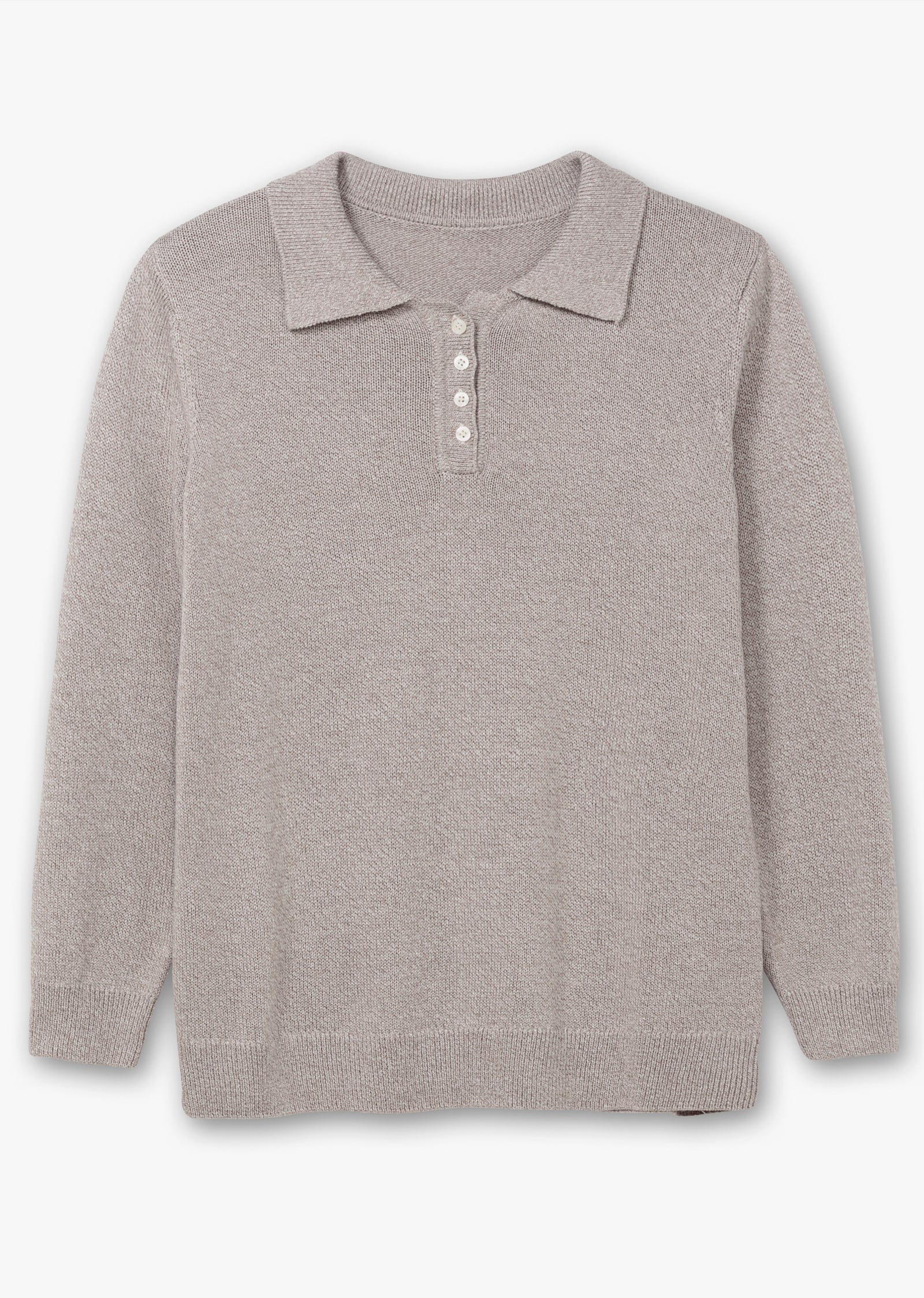 Polopullover aus meliertem Garn - taupe-meliert