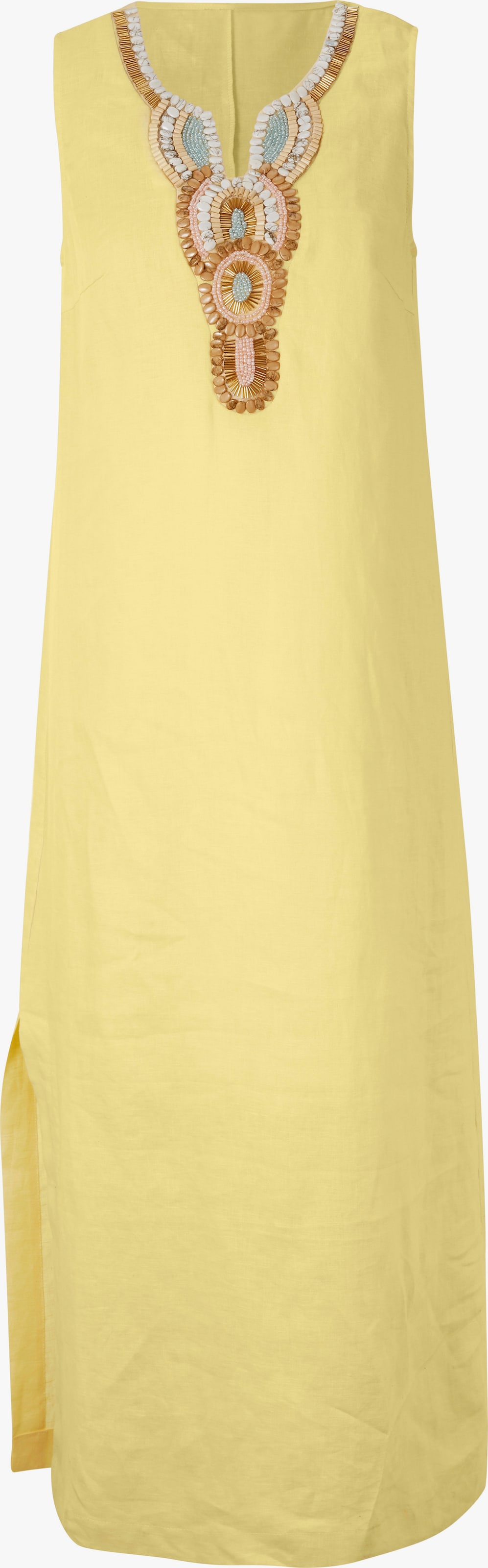 heine Maxikleid mit Zierperlen am Ausschnitt - zitrone