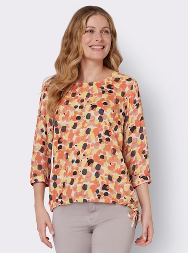 Druckbluse - mandarine-zitrone-bedruckt