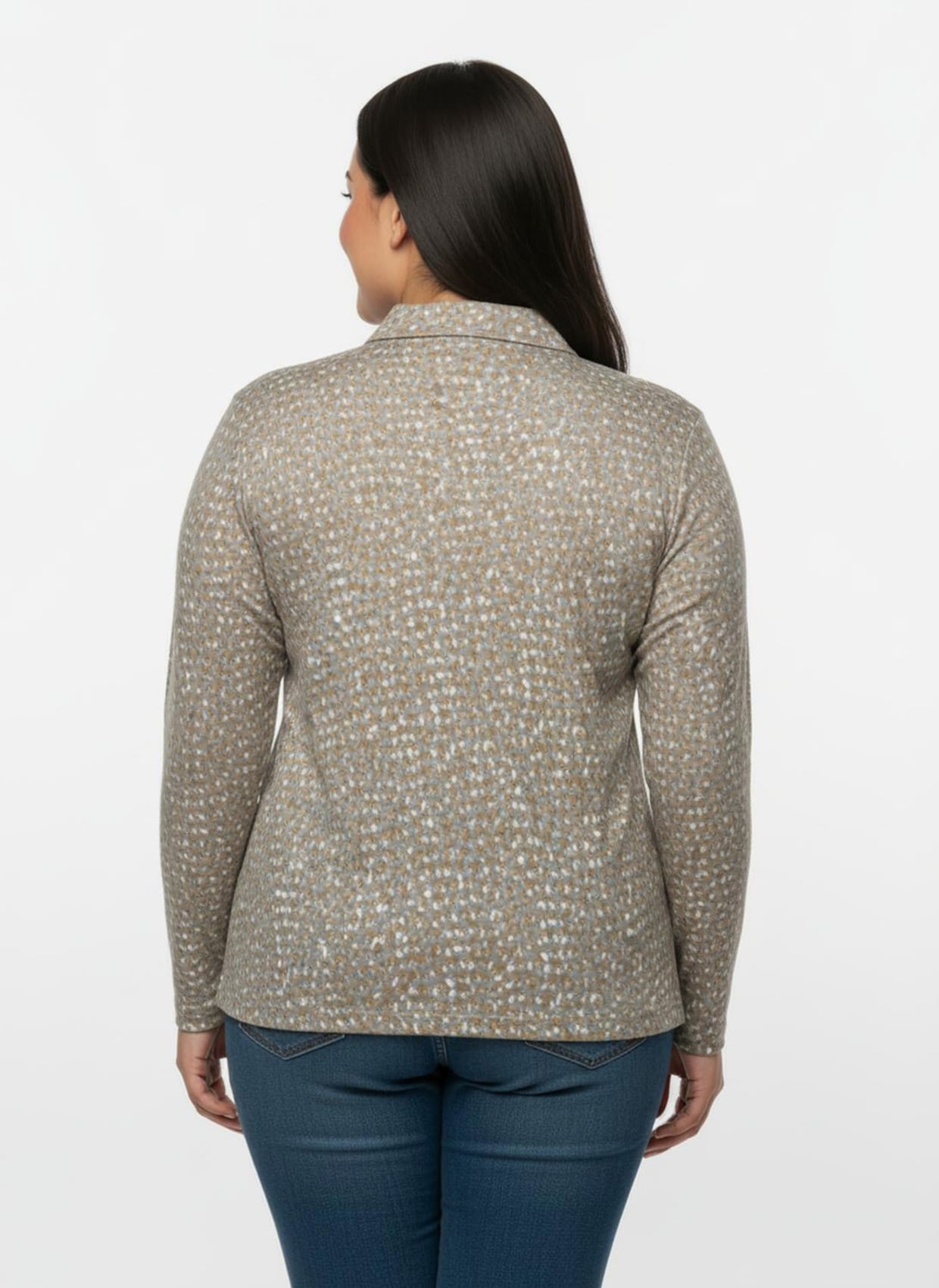 Poloshirt mit Knopfleiste - camel-steingrau-bedruckt