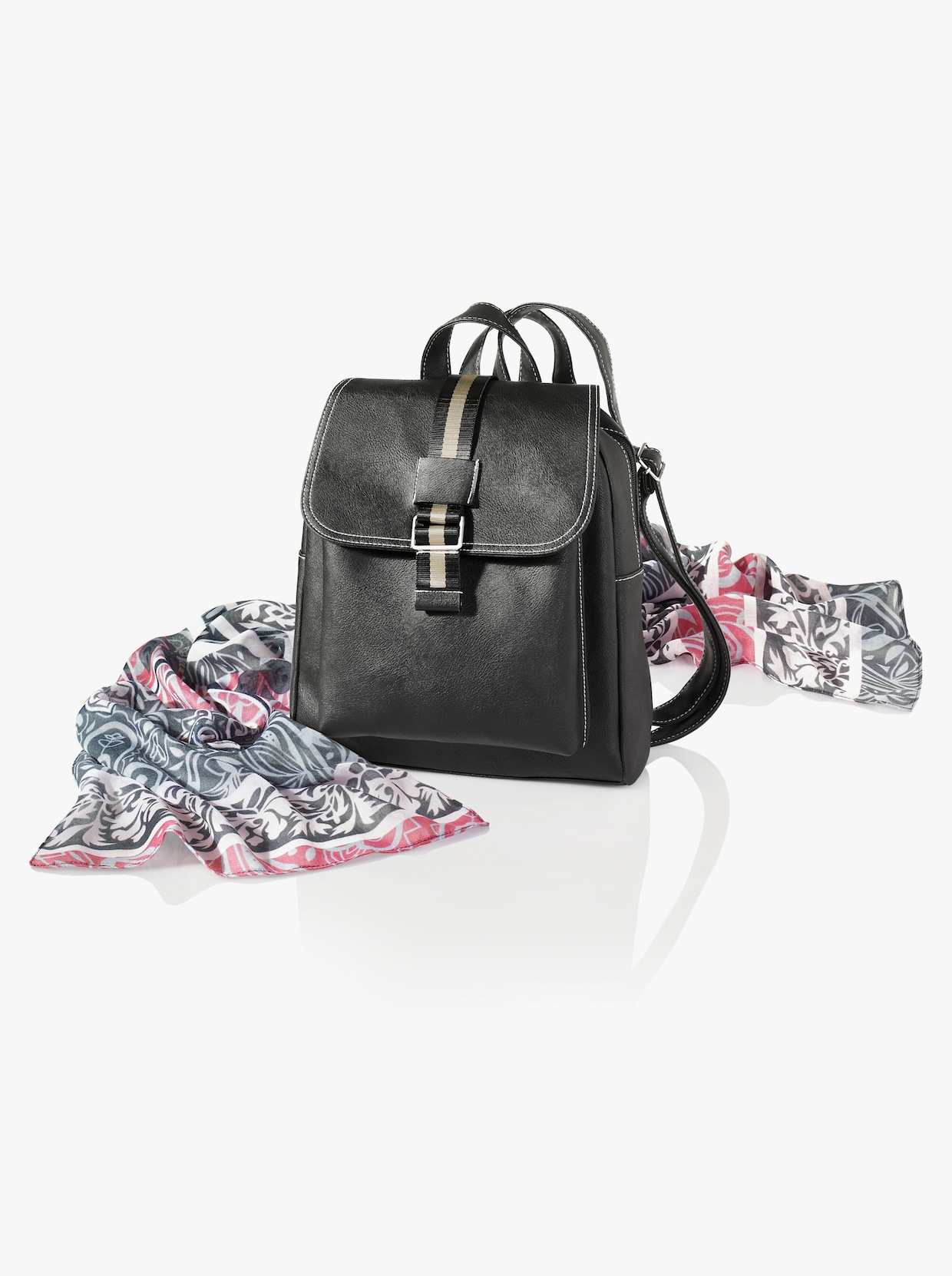 Accessoire-Set, 4-tlg. - schwarz-geblümt