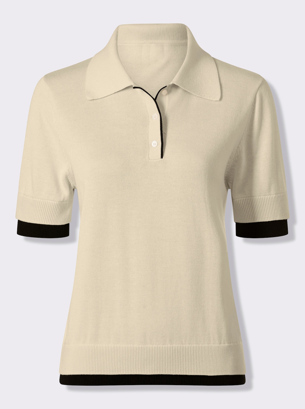 heine Pull polo - couleur ivoire-noir