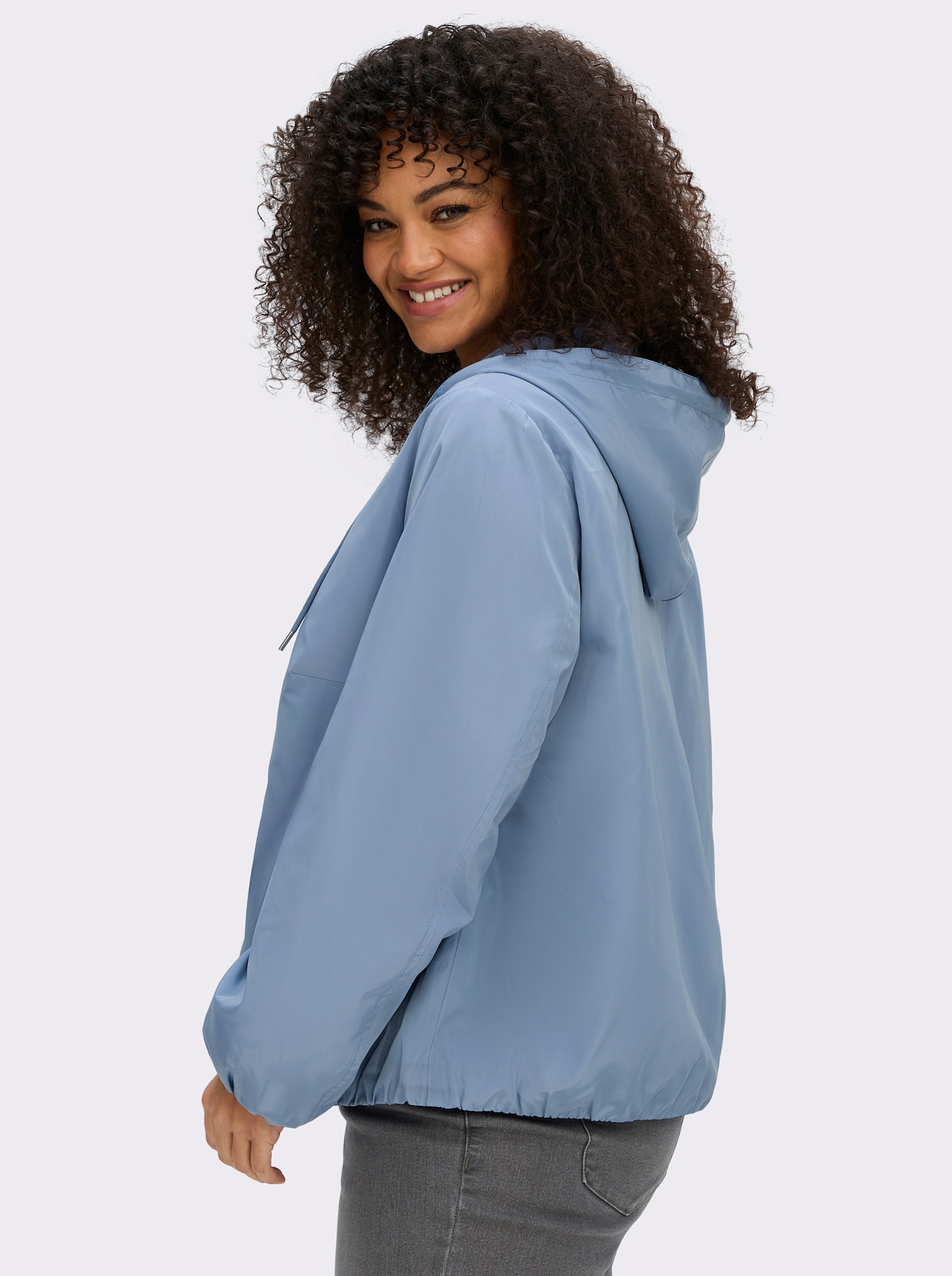 sheego Blouson mit Kapuze und Gummibund - bleu