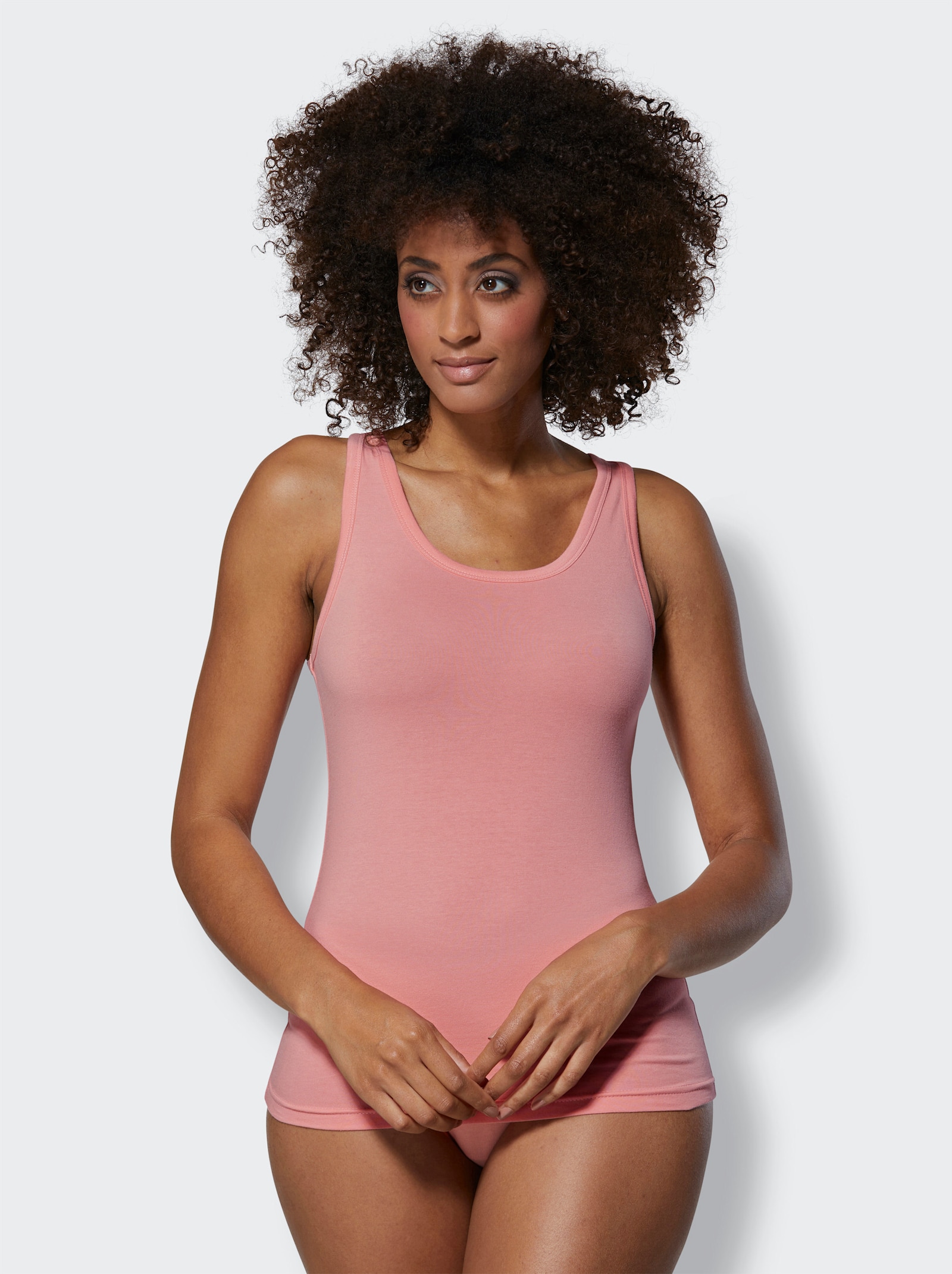 wäschepur Mouwloze top met brede bandjes - flamingo + aquamarijn + wit