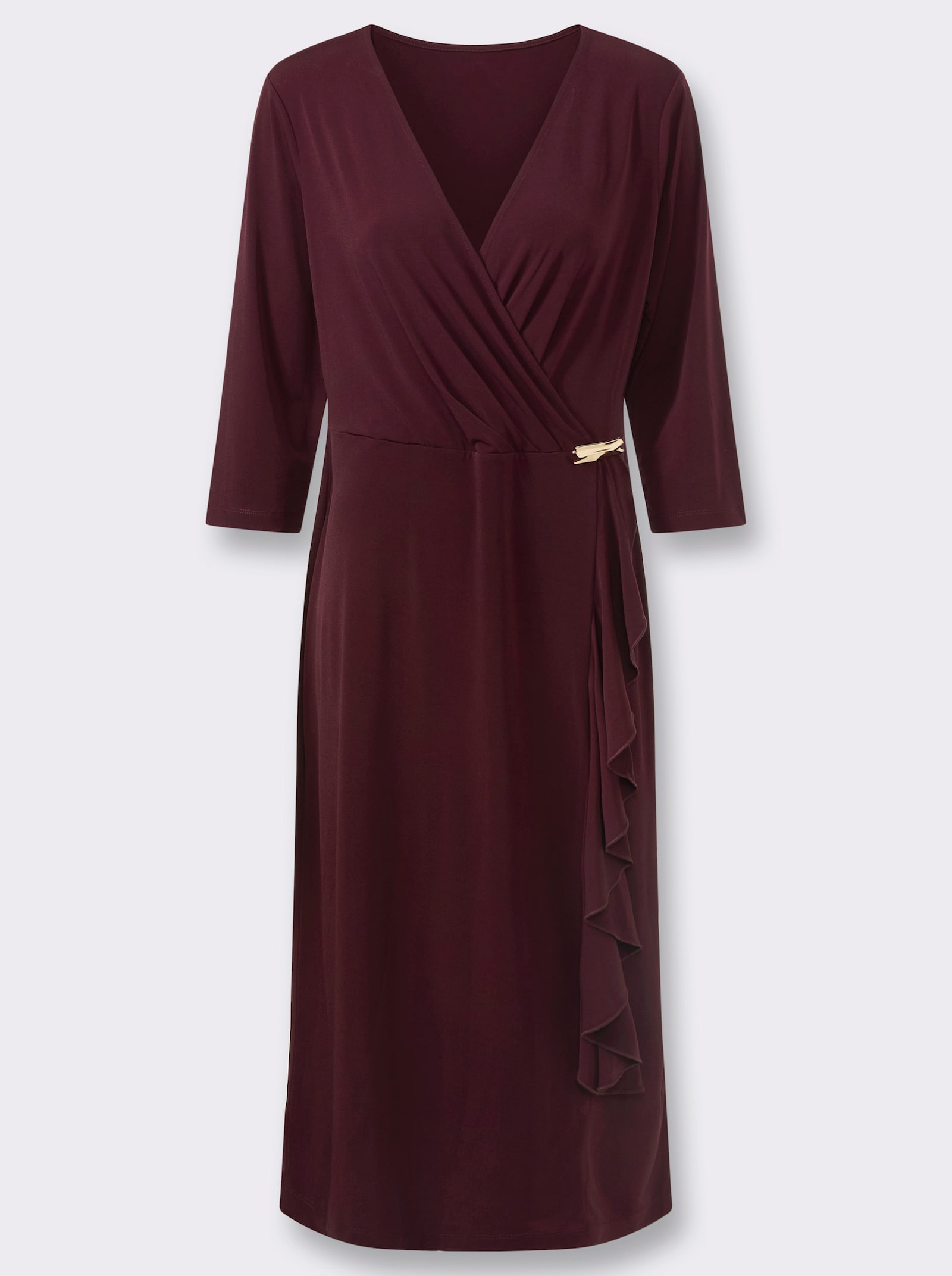 Jerseykleid mit Volants - burgund