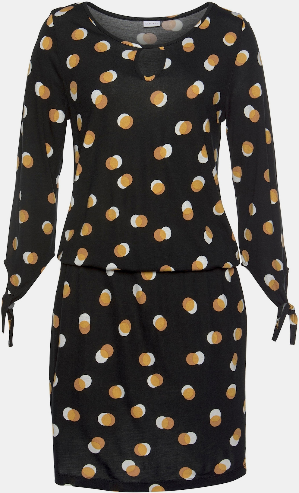 Buffalo Jersey jurk in zwart/geel geprint heine