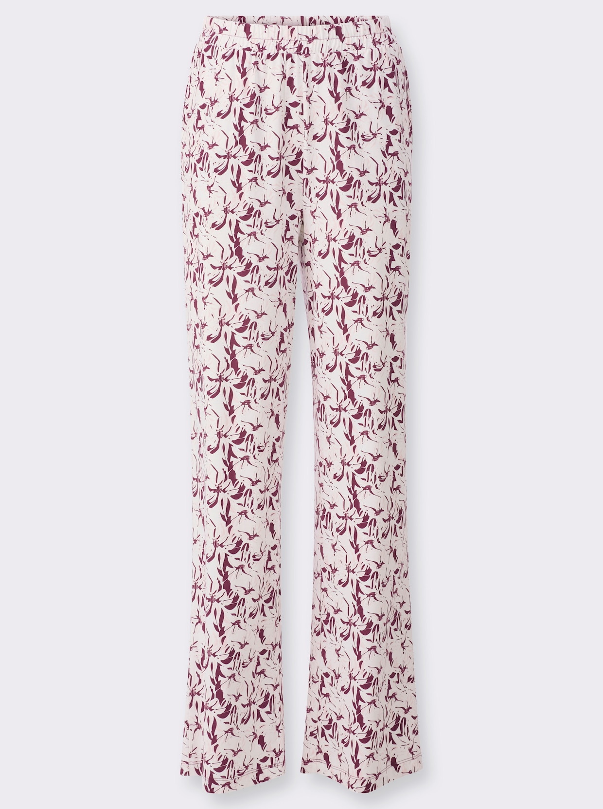 Freizeithose - ecru-bordeaux-bedruckt
