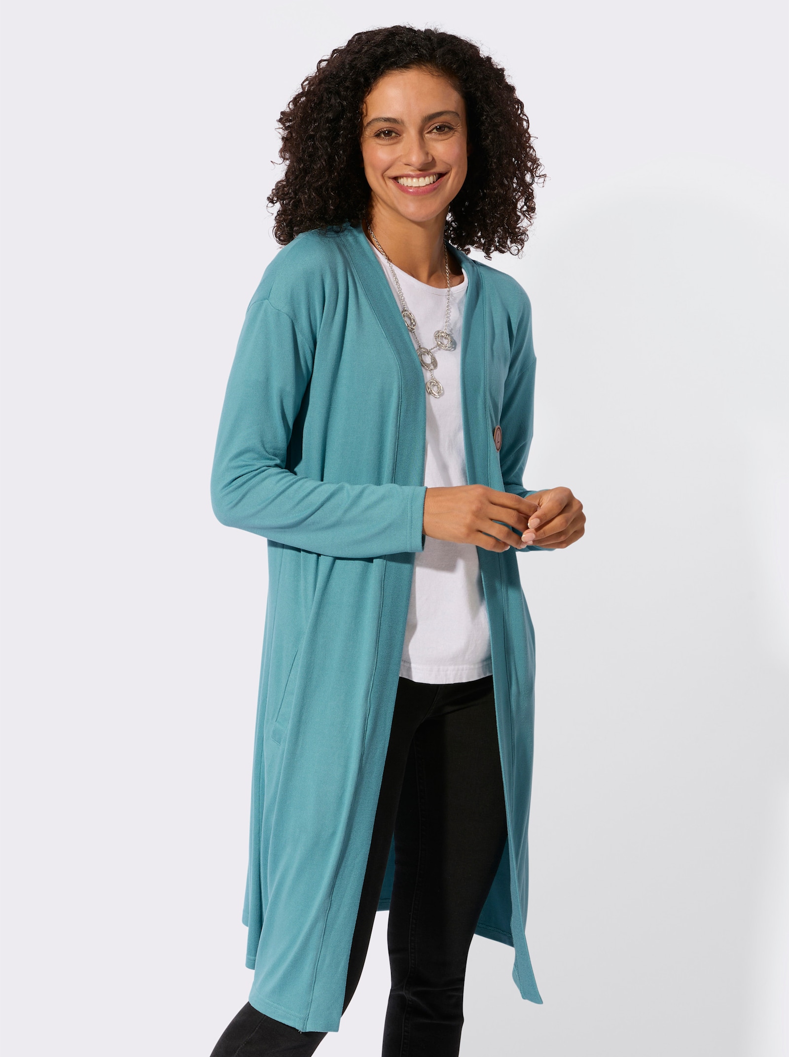 Shirtjacke in offener Form - ozean