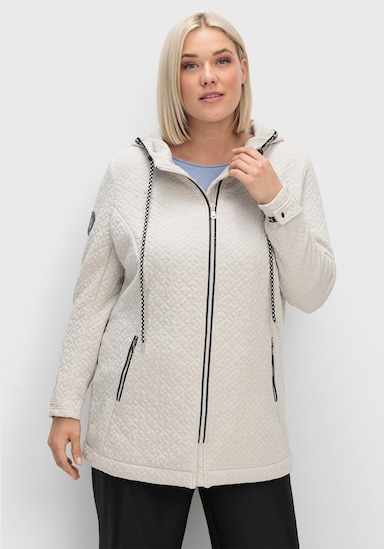 Shirtjacke in strukturierter Qualität, kontrastfarbene Details - hellgrau