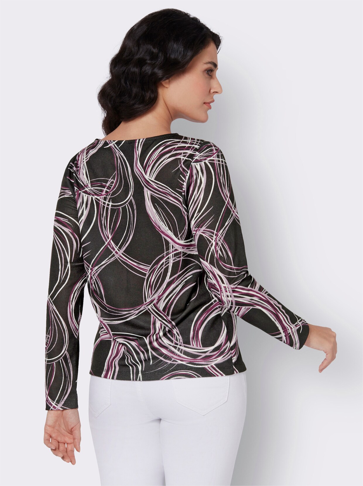 Langarmshirt - graphit-malve-bedruckt