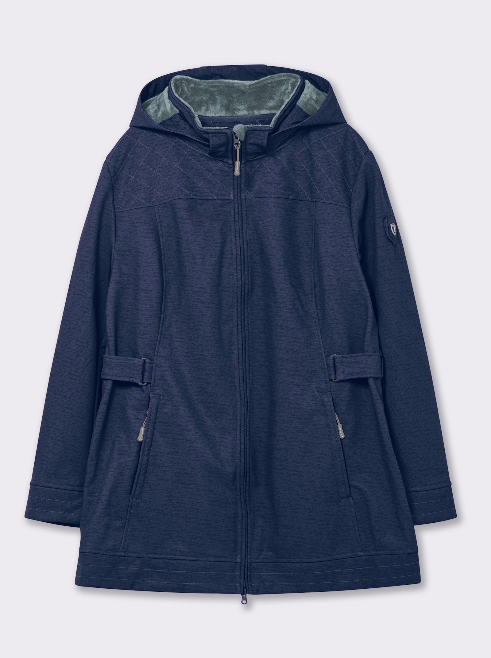 Softshelljacke gefüttert, wasserabweisend - marine-meliert