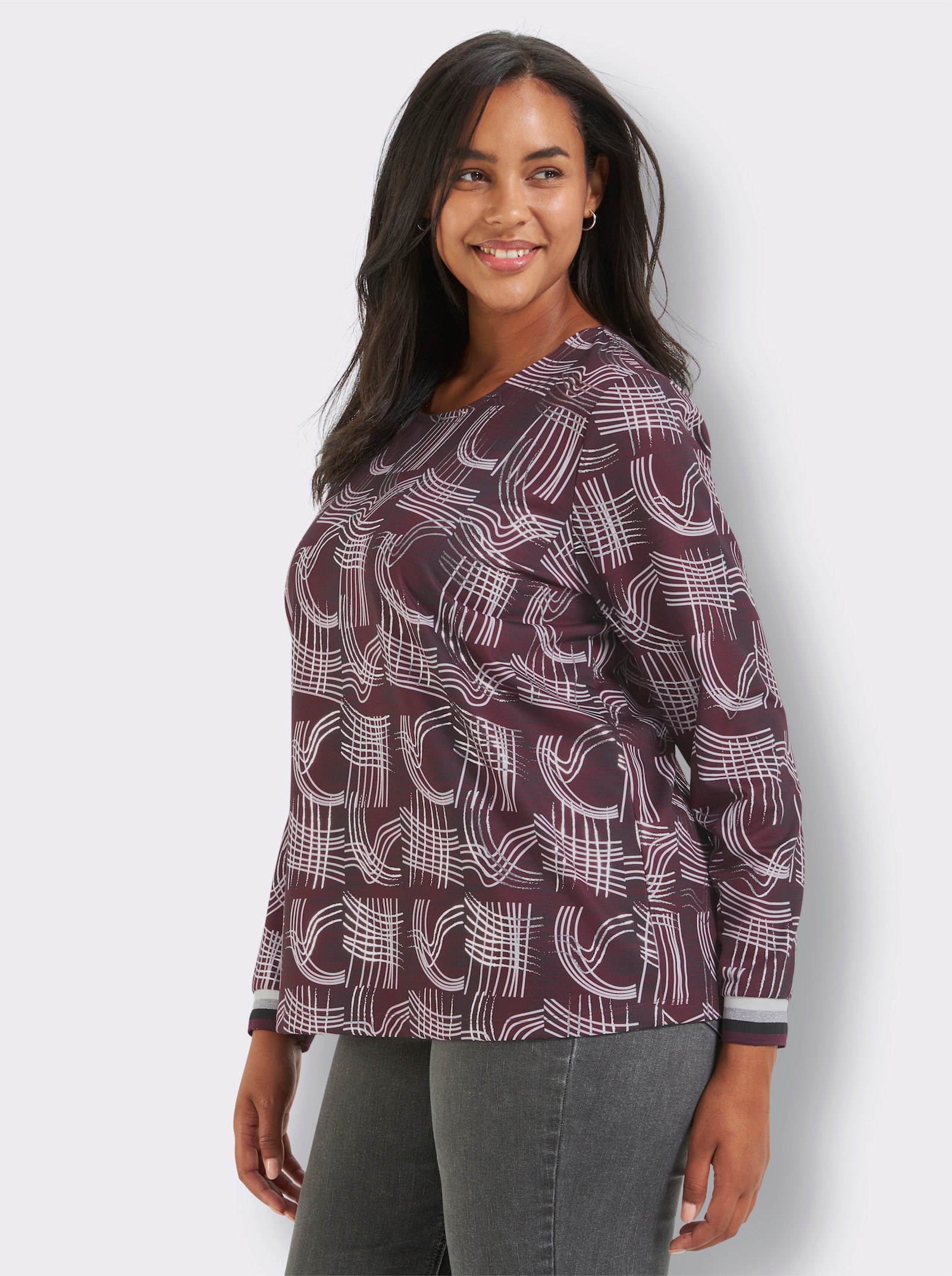 Shirt - burgund-ecru-gemustert