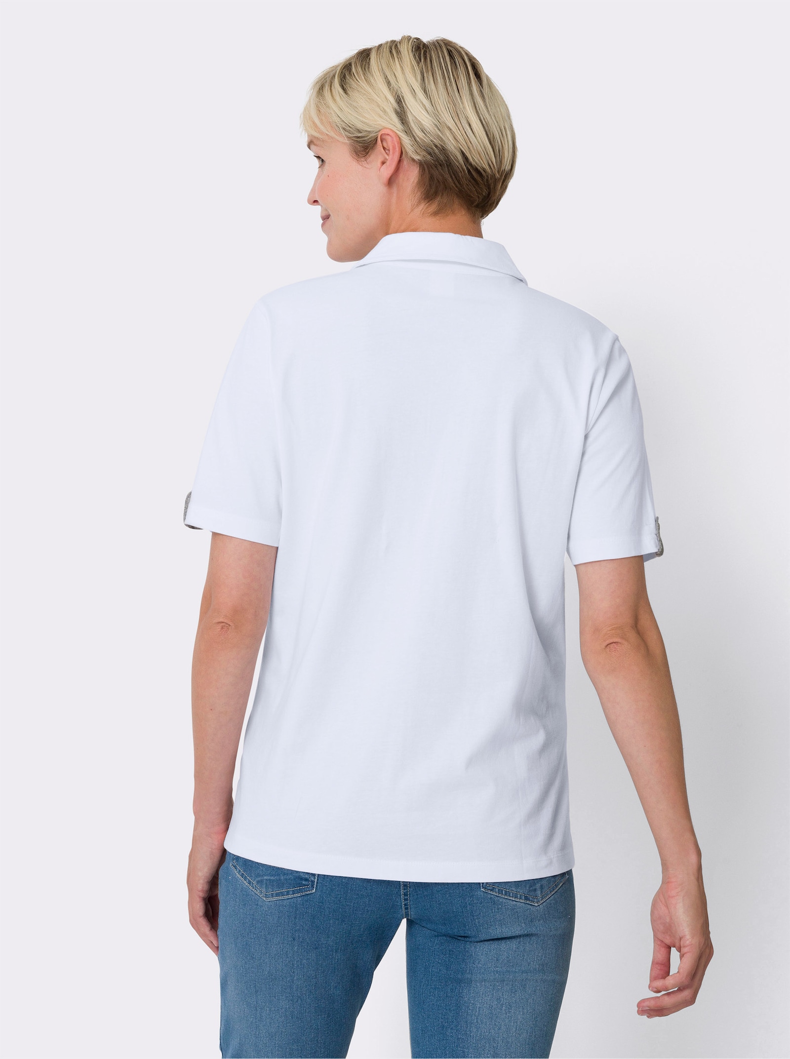 Poloshirt met contrasten - ecru