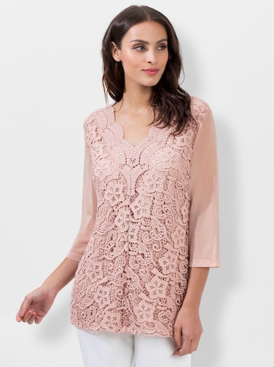 Spitzenshirt blickdicht unterlegt - puder
