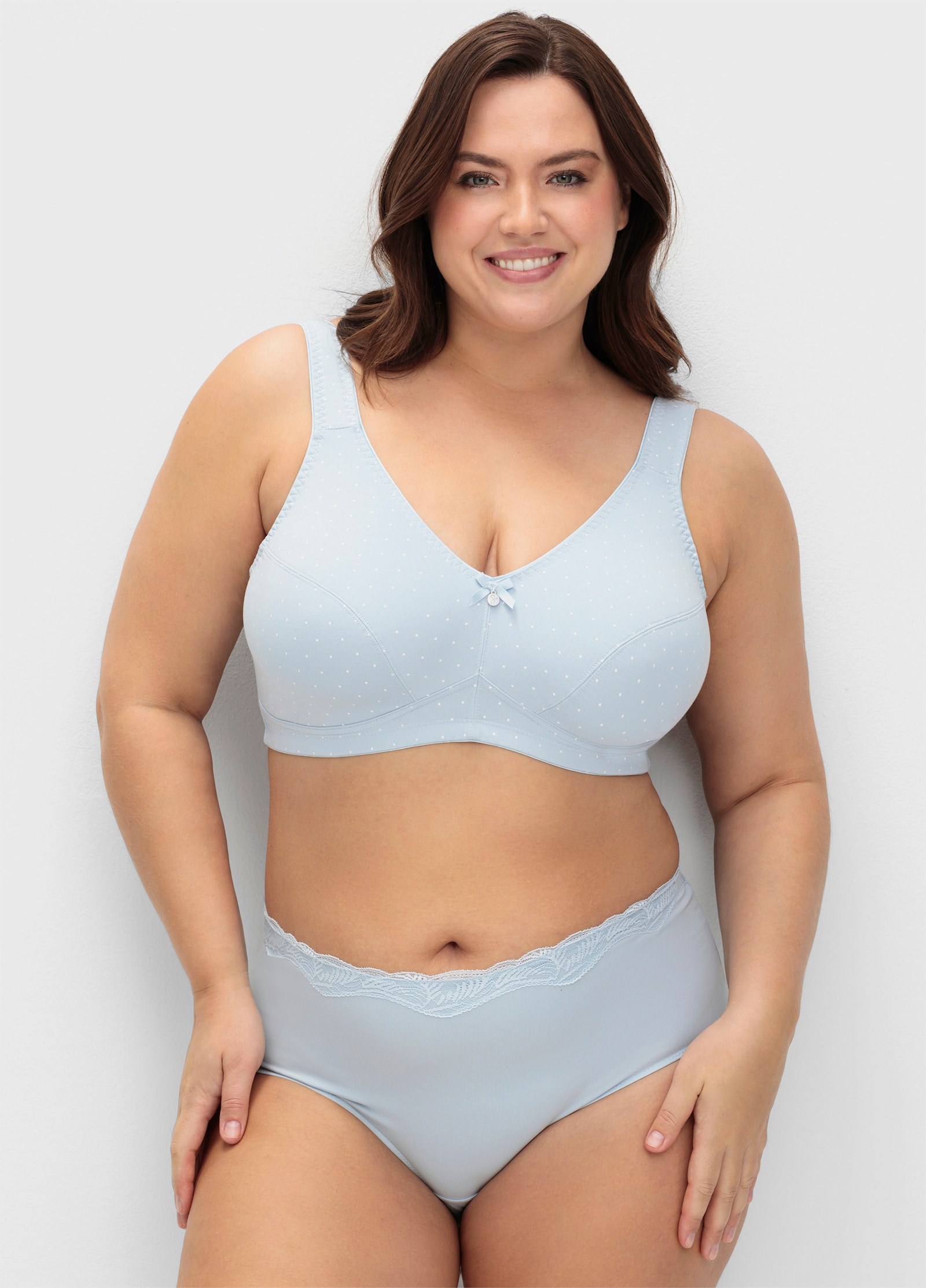 sheego Entlastungs-BH ohne Bügel im Doppelpack - hellblau+weiss