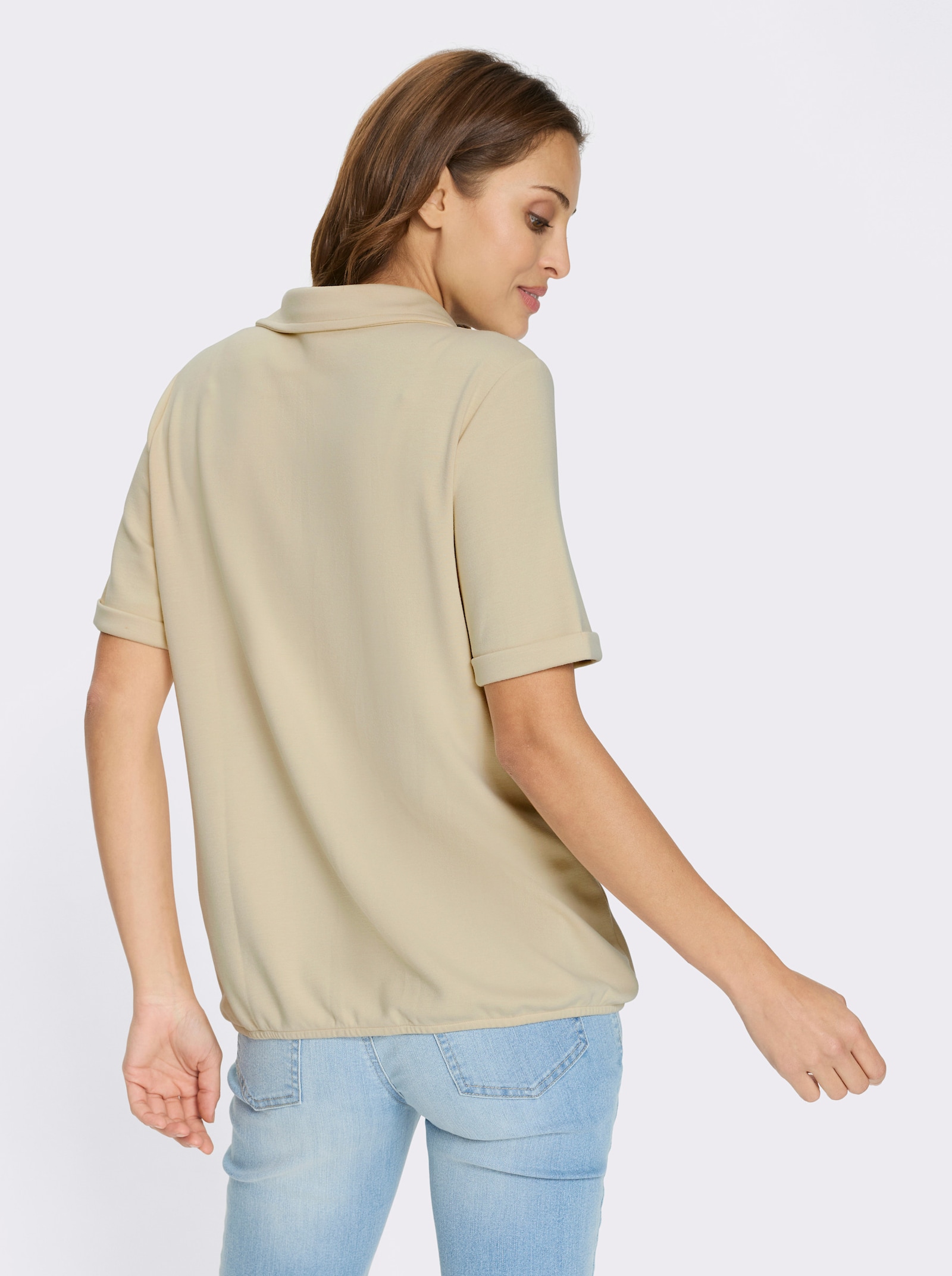 Sweatshirt mit Gummizug am Saum - sand