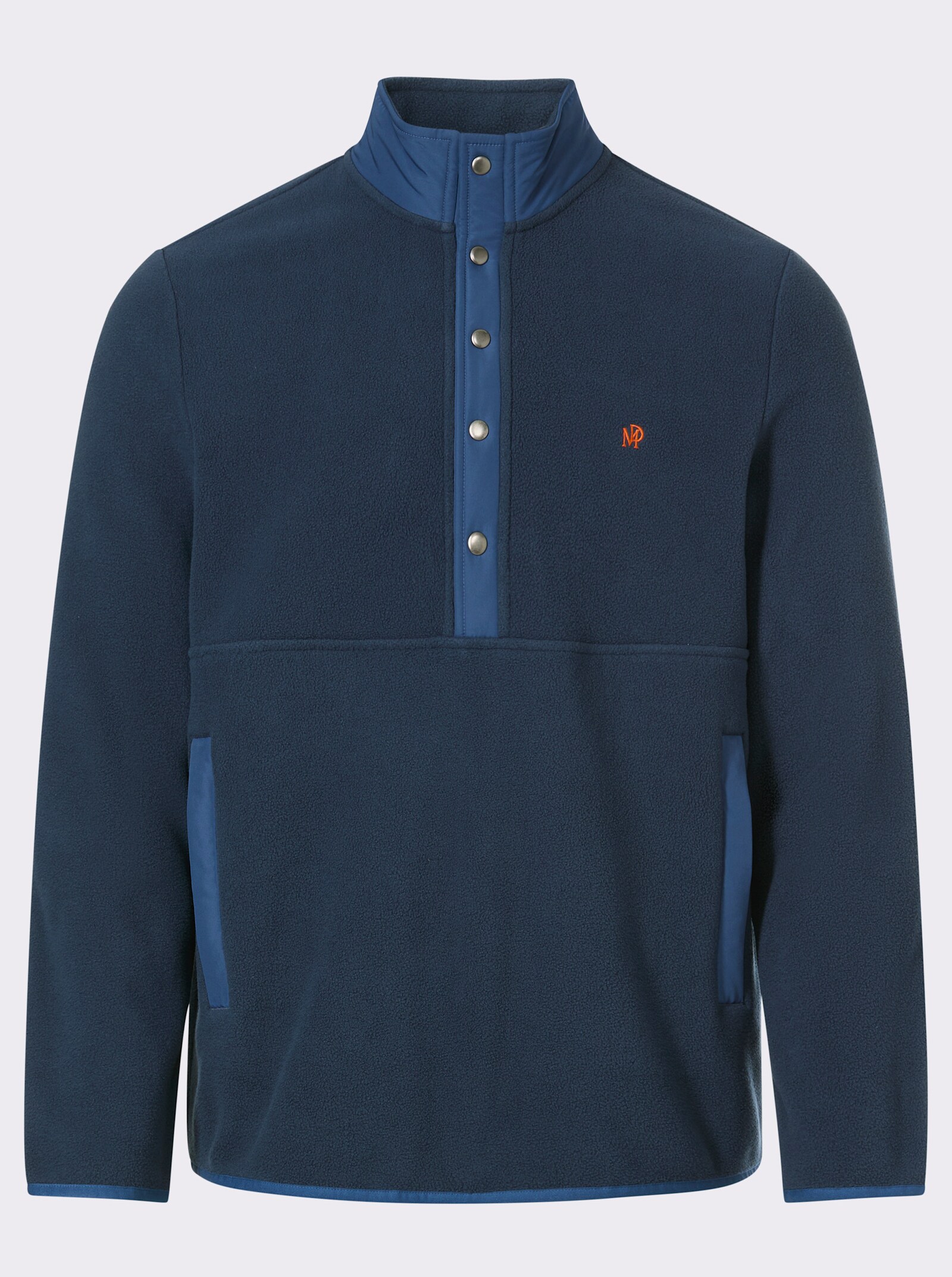 Marco Donati Fleeceshirt mit Ellbogen-Patches - dunkelblau