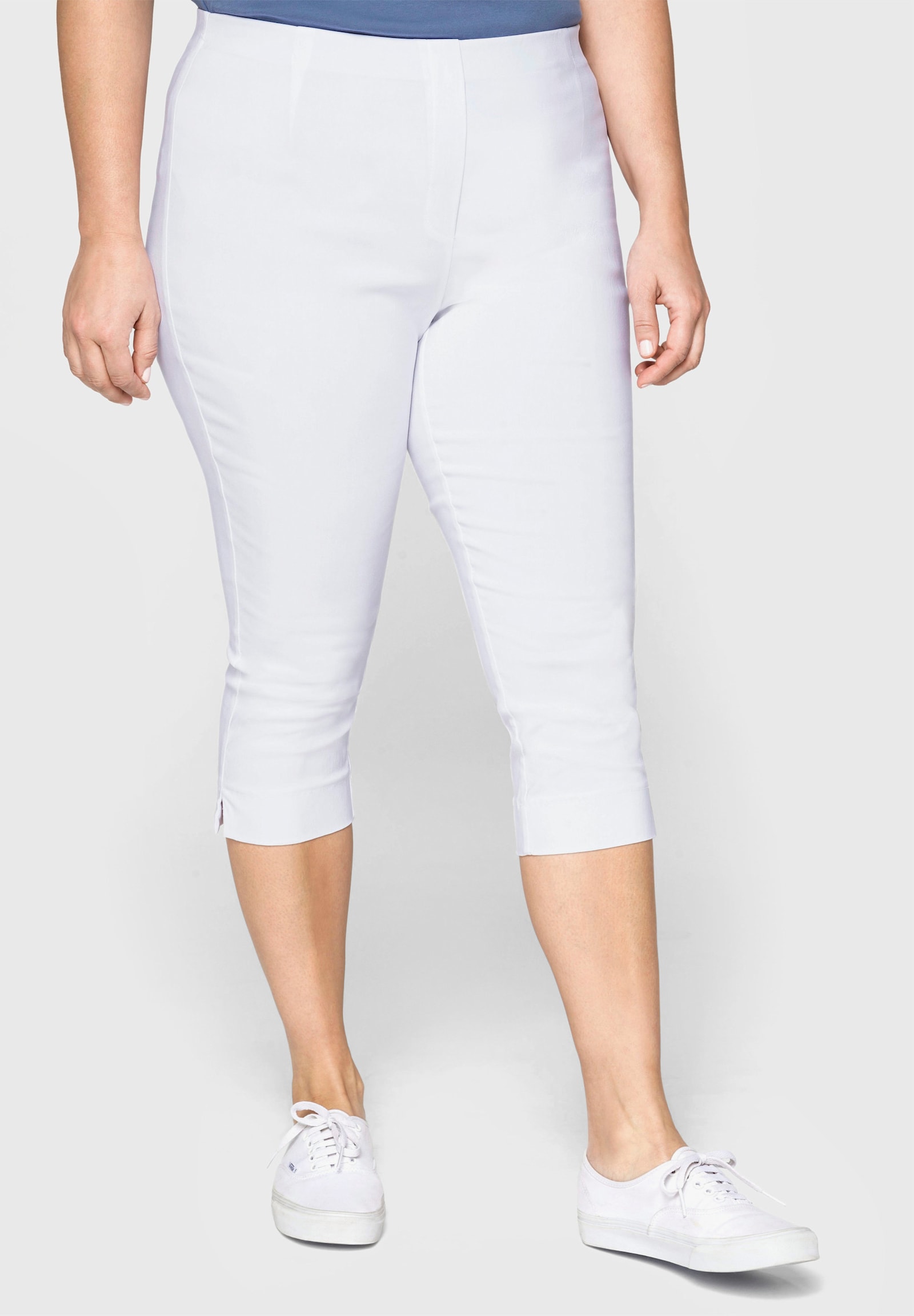 sheego Caprihose mit Schlupfbund, aus Bengalin - weiss
