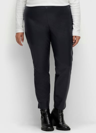 Lederimitathose in schmaler Schnittform - marine