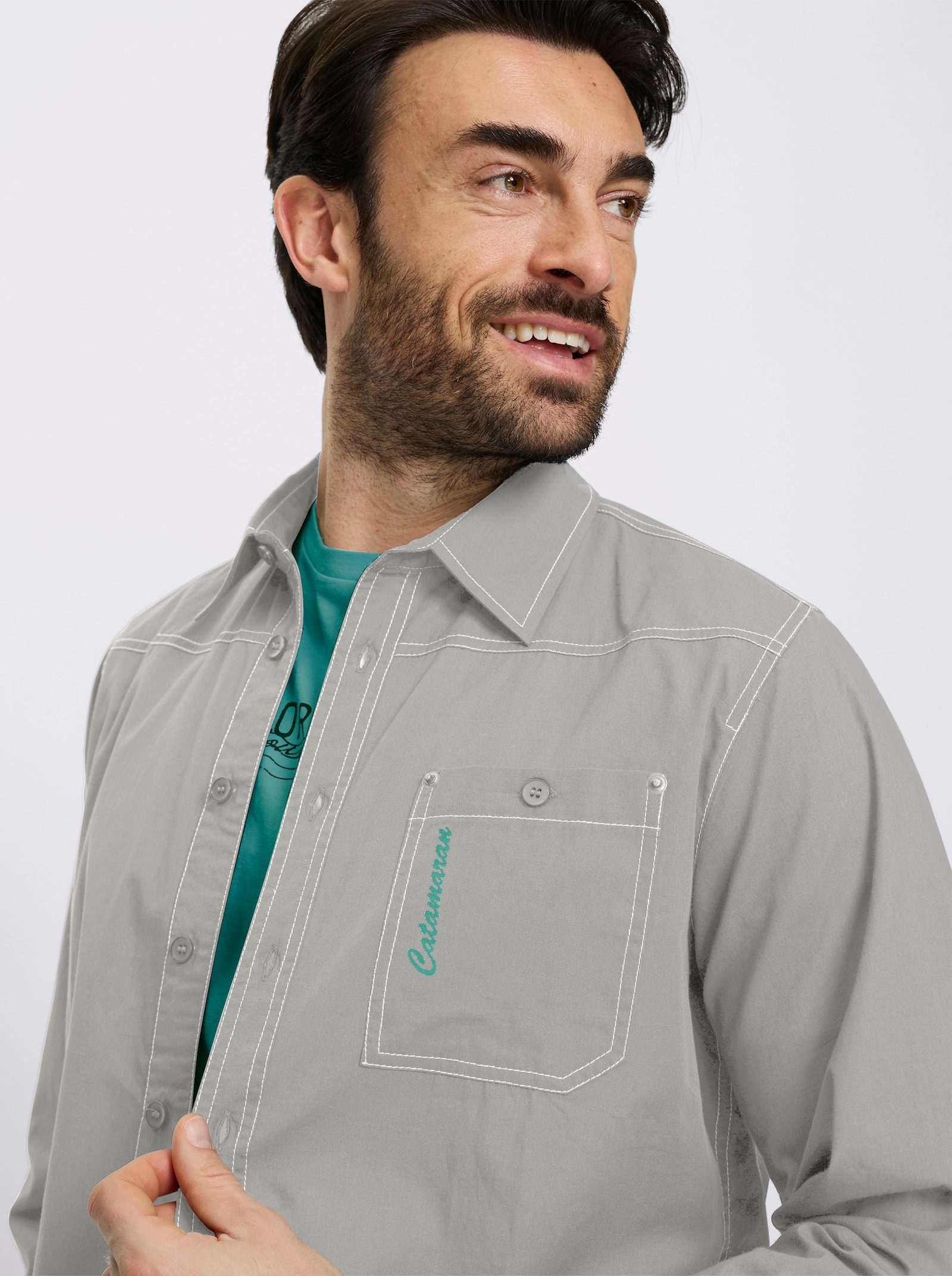 Catamaran Hemd mit Shirt im Set - hellgrau + smaragd