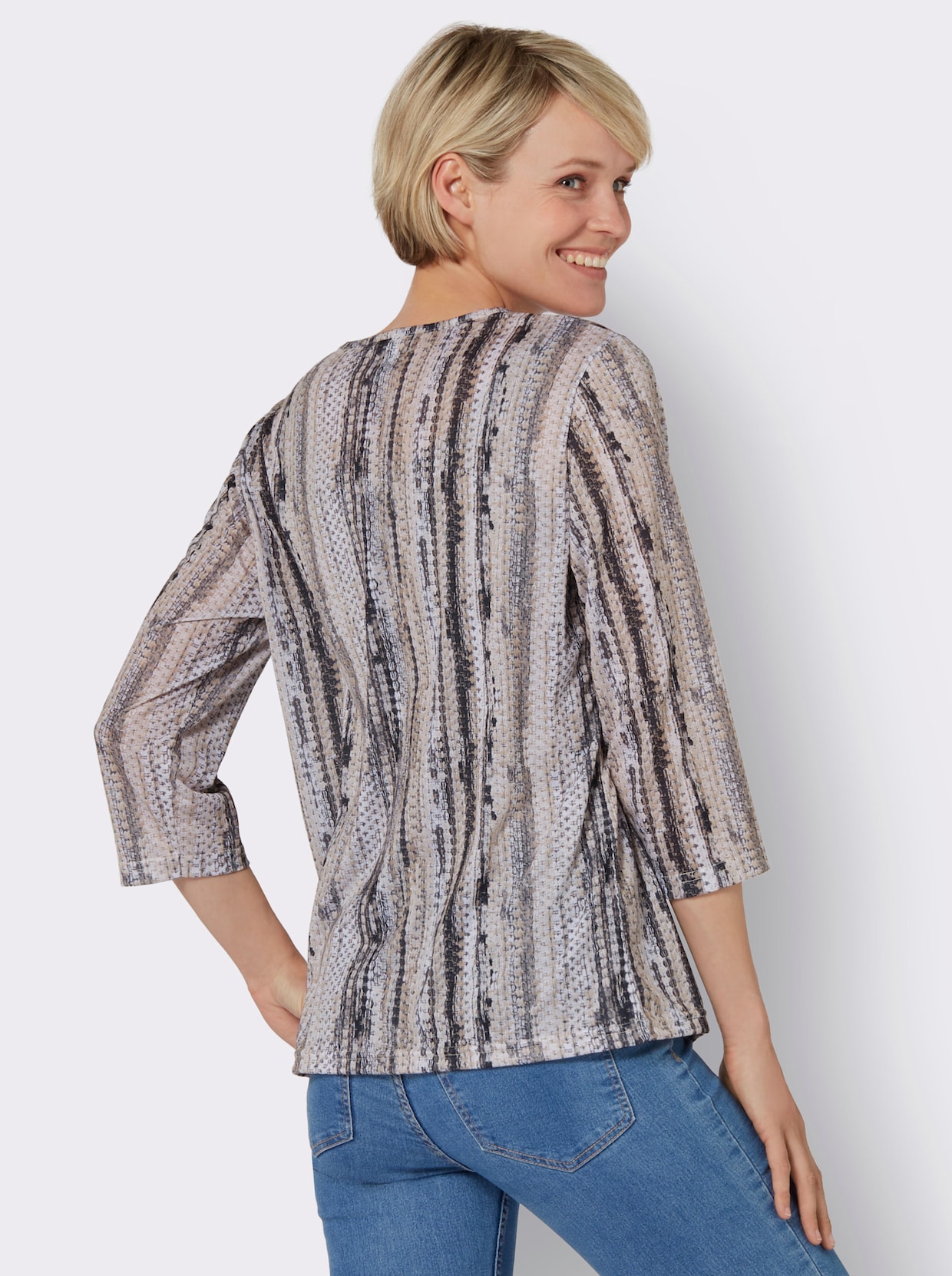 Shirt met 3/4-mouw - beige/taupe geprint