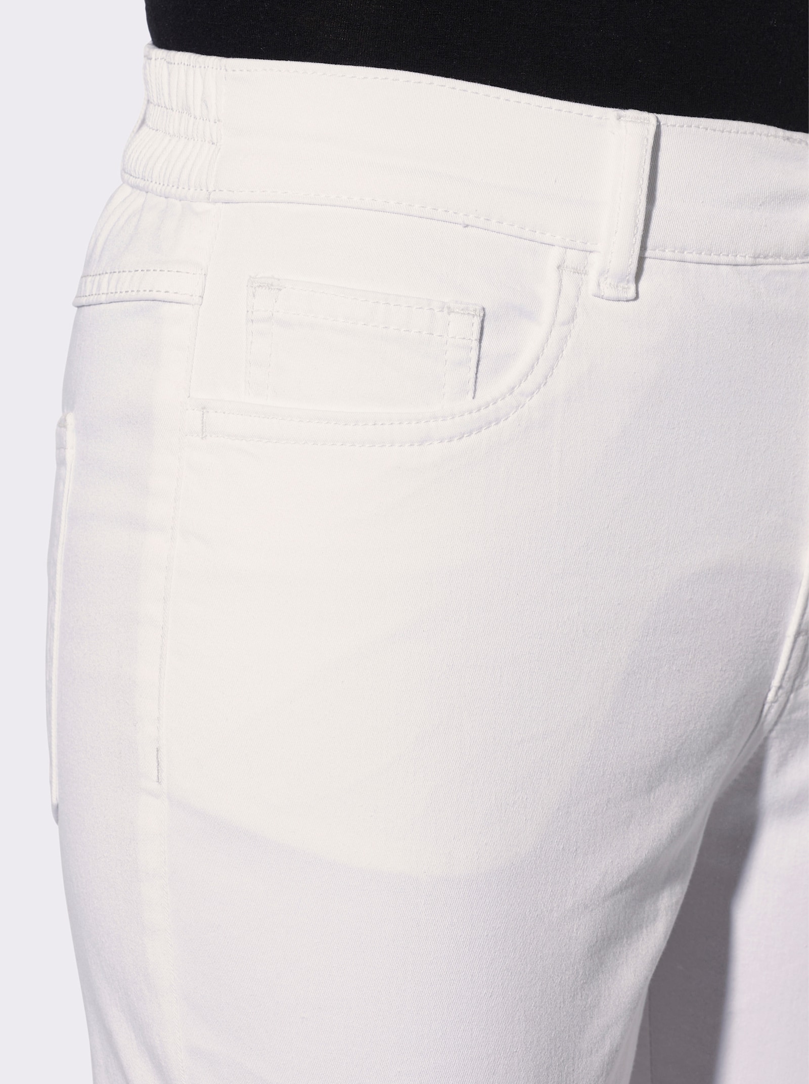 Jeans in verkort model, comfortband - wit