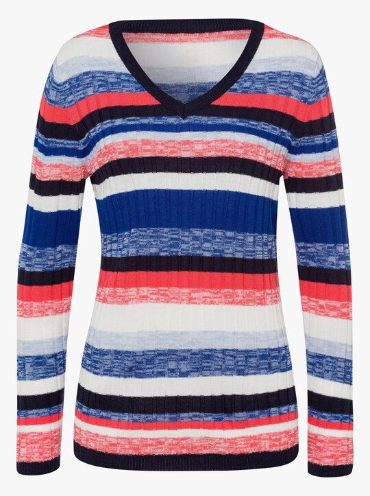 Pullover - marine-geringelt