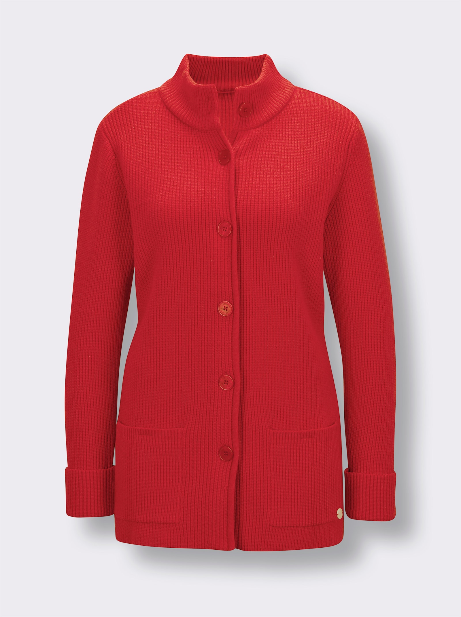 CREATION L PREMIUM Longstrickjacke in Ripp-Optik - rot