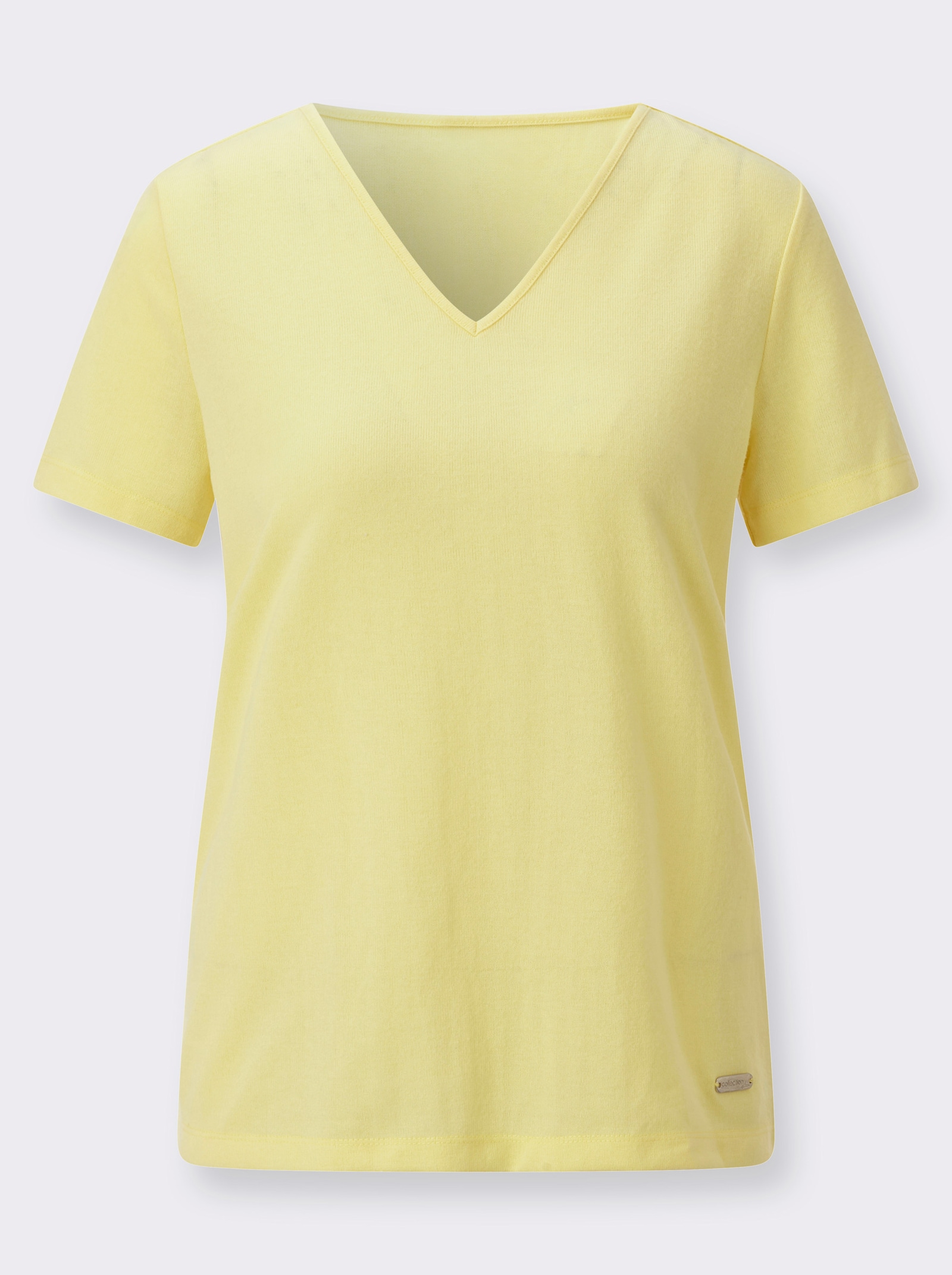 Kurzarmshirt mit Polokragen - zitrone