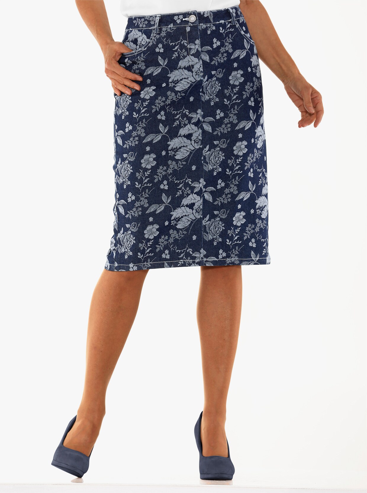 Jeansrok - donkerblauw gedessineerd