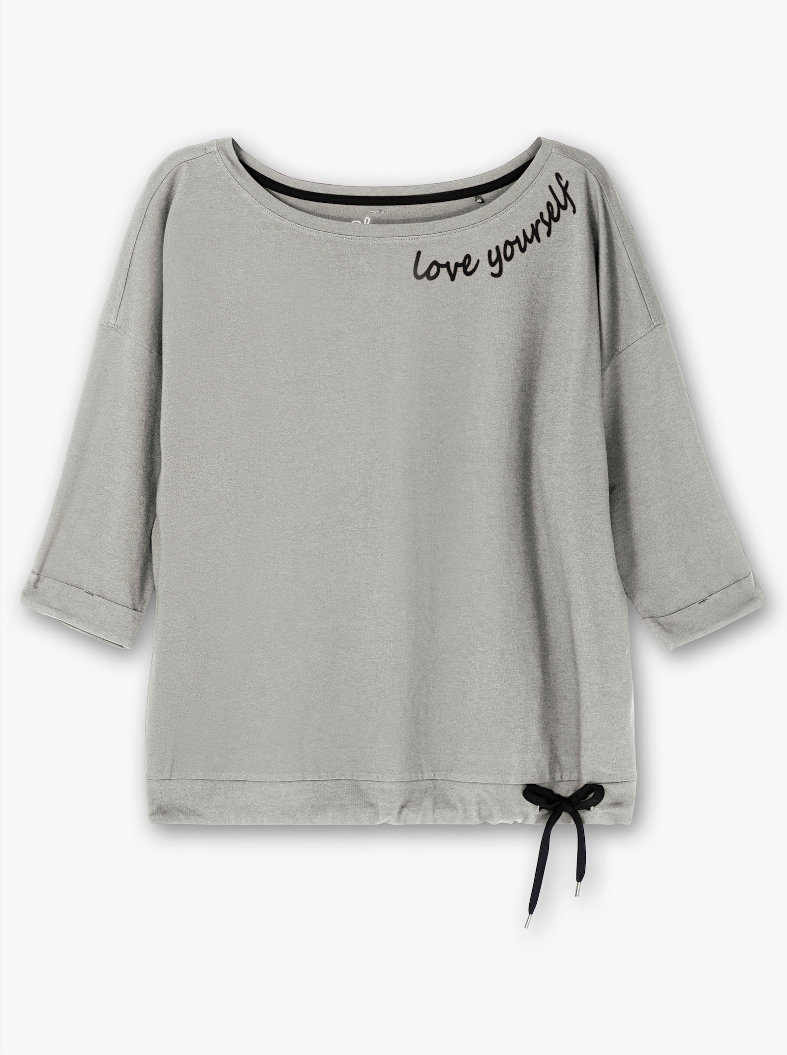 sheego Oversize-Shirt mit Wordingprint - grau meliert
