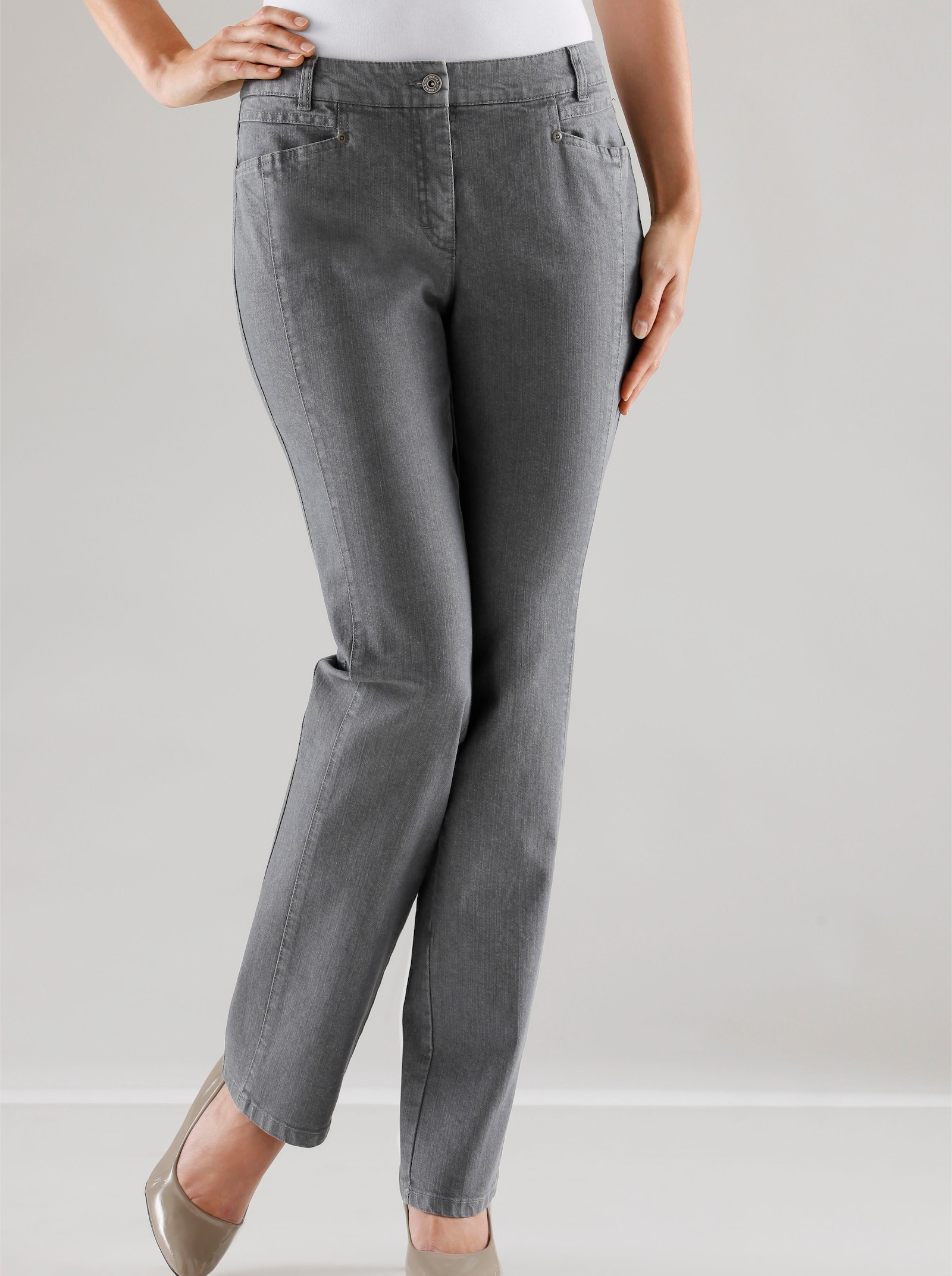 Cosma Gerade Jeans mit Bauch-weg-Effekt - grau