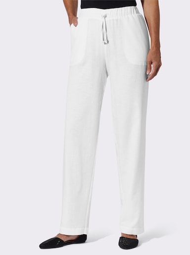 Comfortbroek met bindceintuur - wit