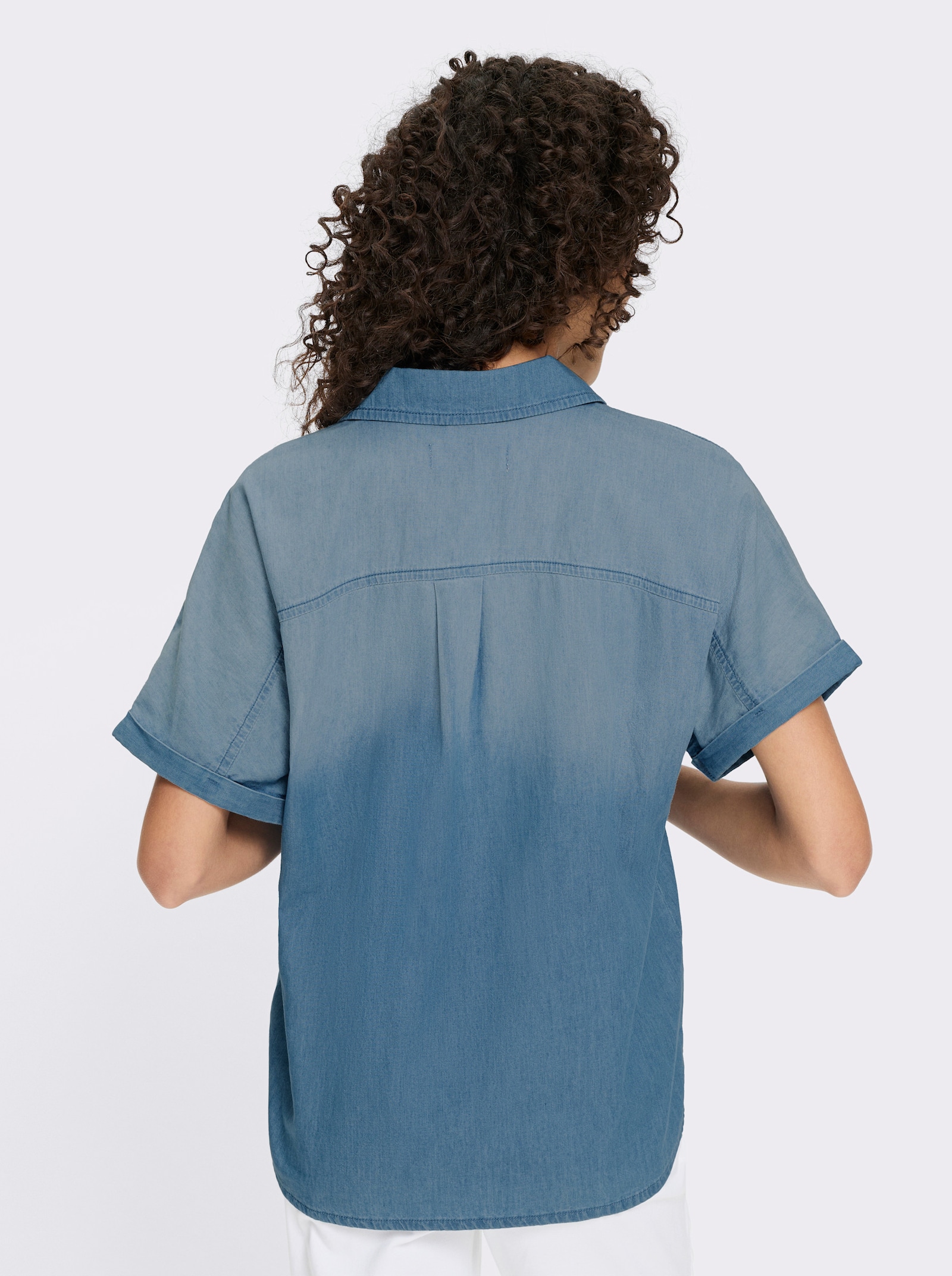 heine Chemisier en jean avec plis au dos - bleu blanchi