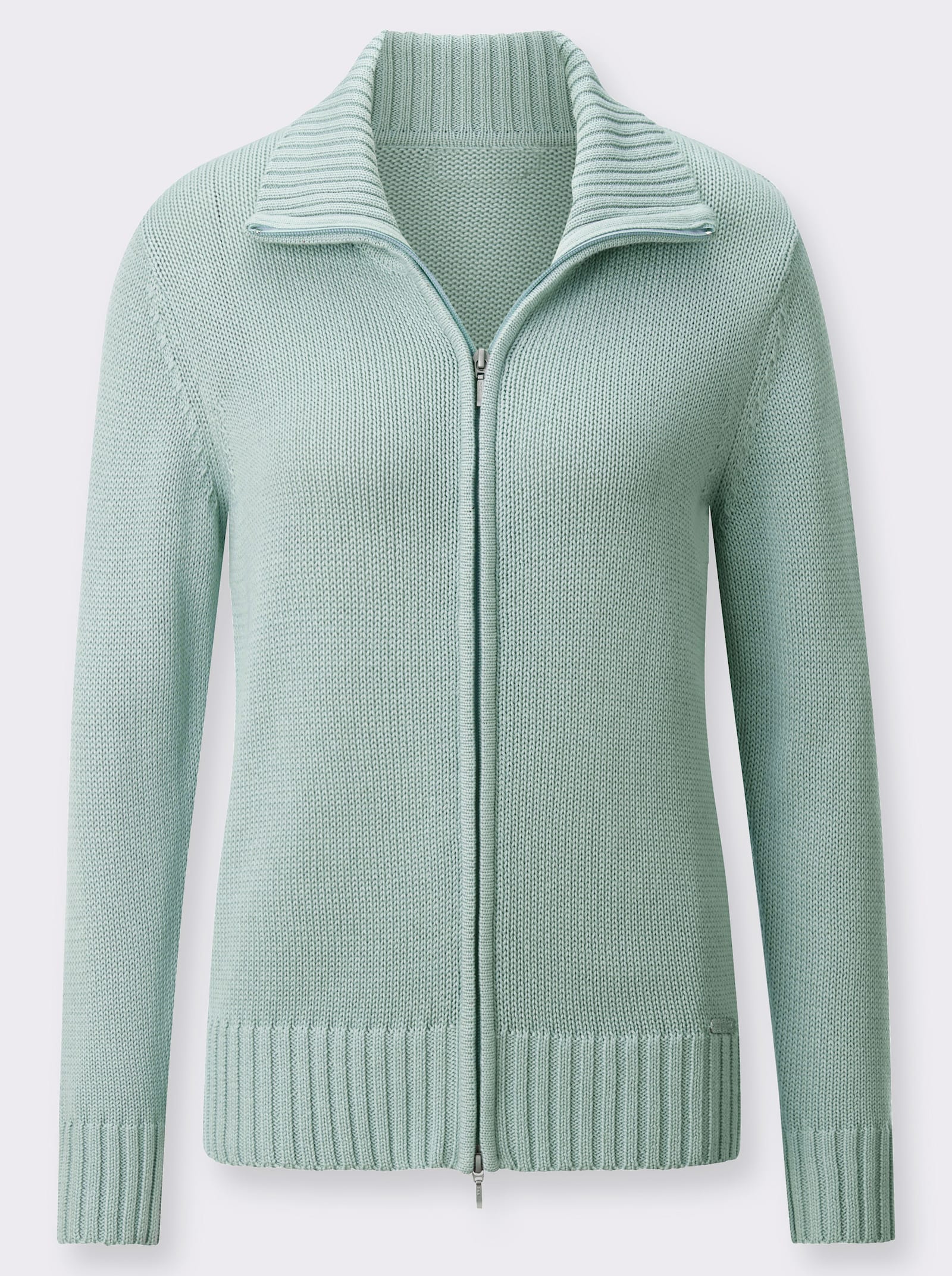 Strickjacke mit 2-Wege-Reißverschluss - kalkmint