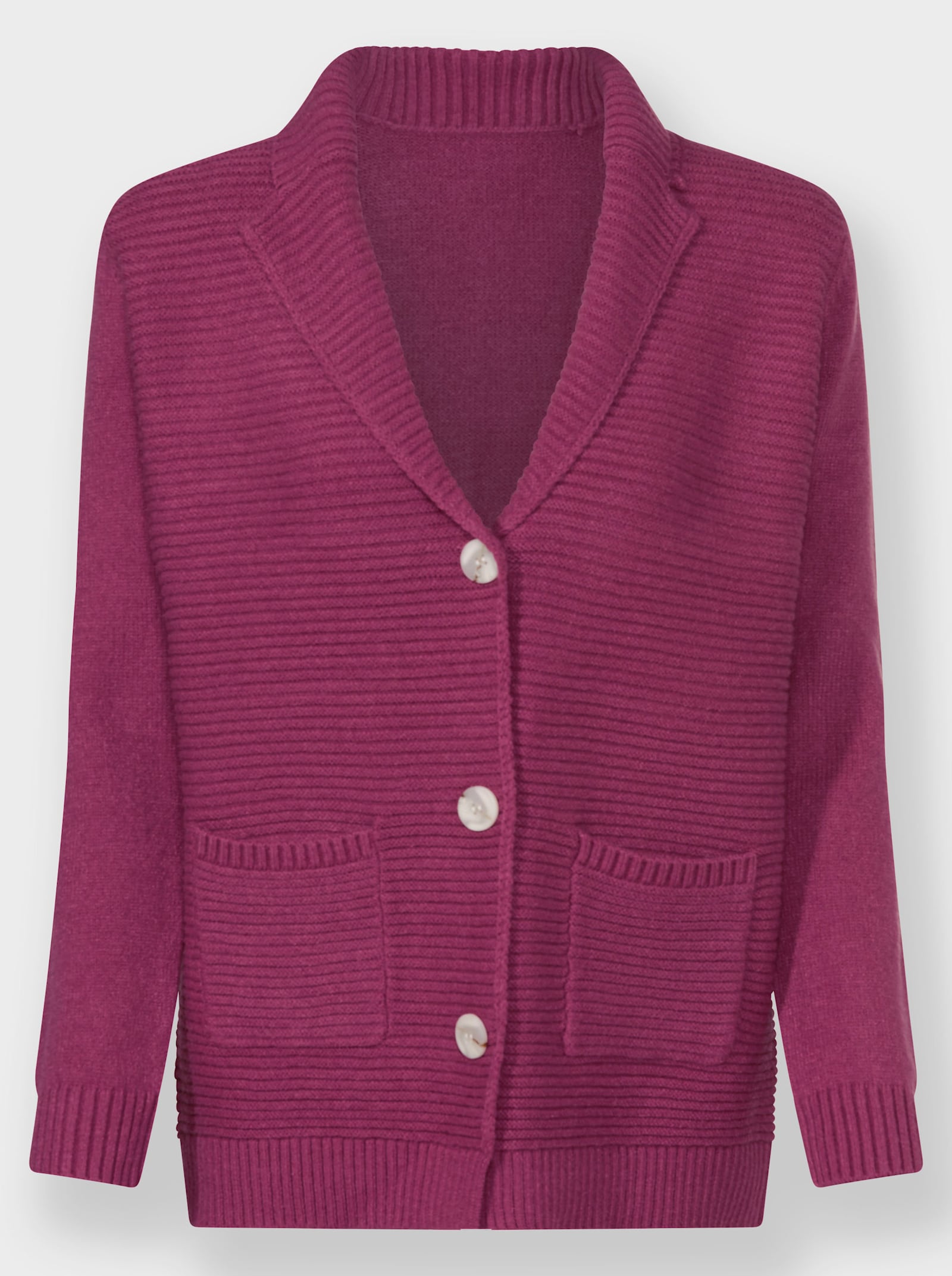 Pletený kabátek s žebrovaným vzorem vpředu - vřesová