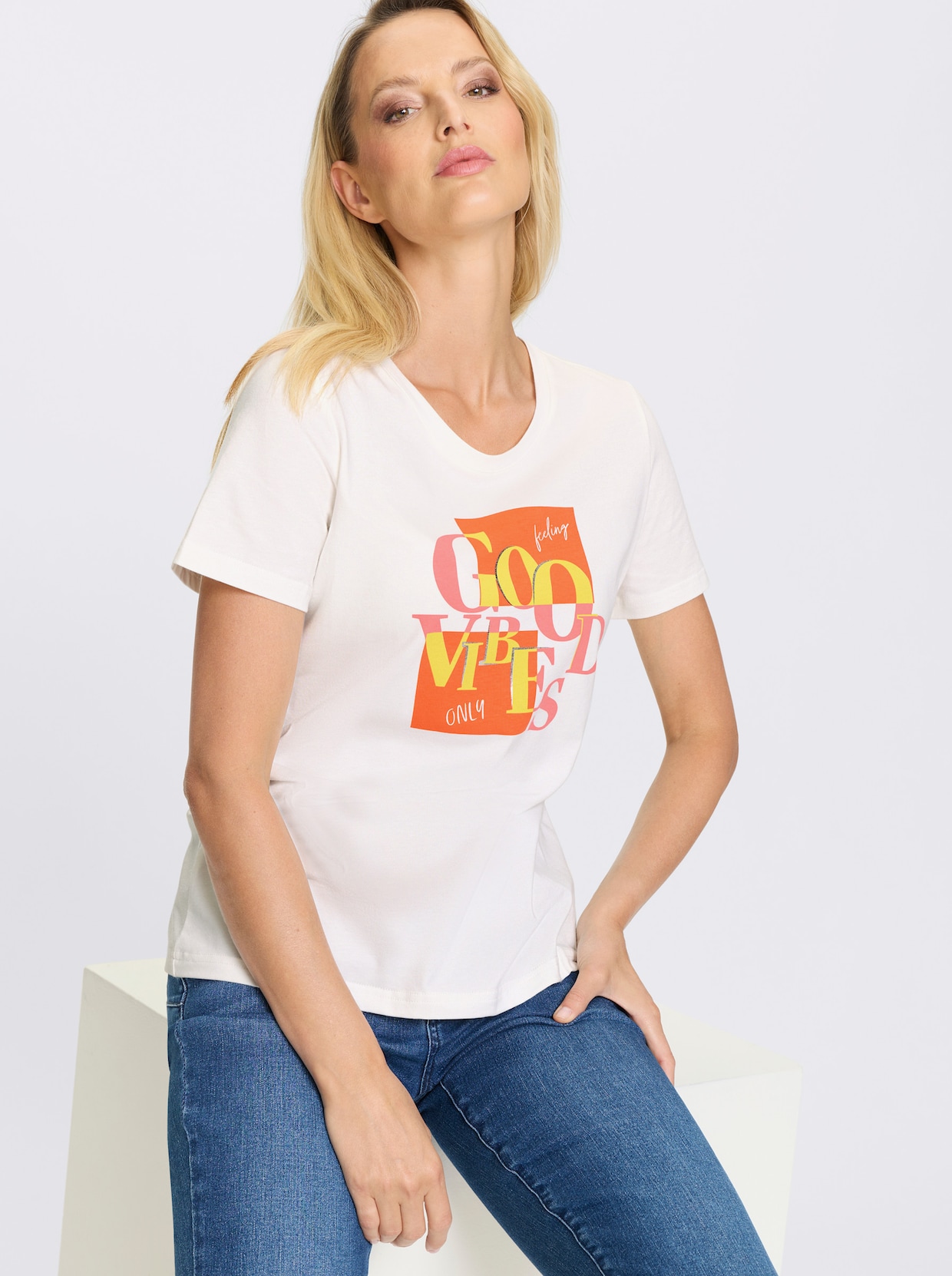 heine Rundhalsshirt - ecru-bedruckt